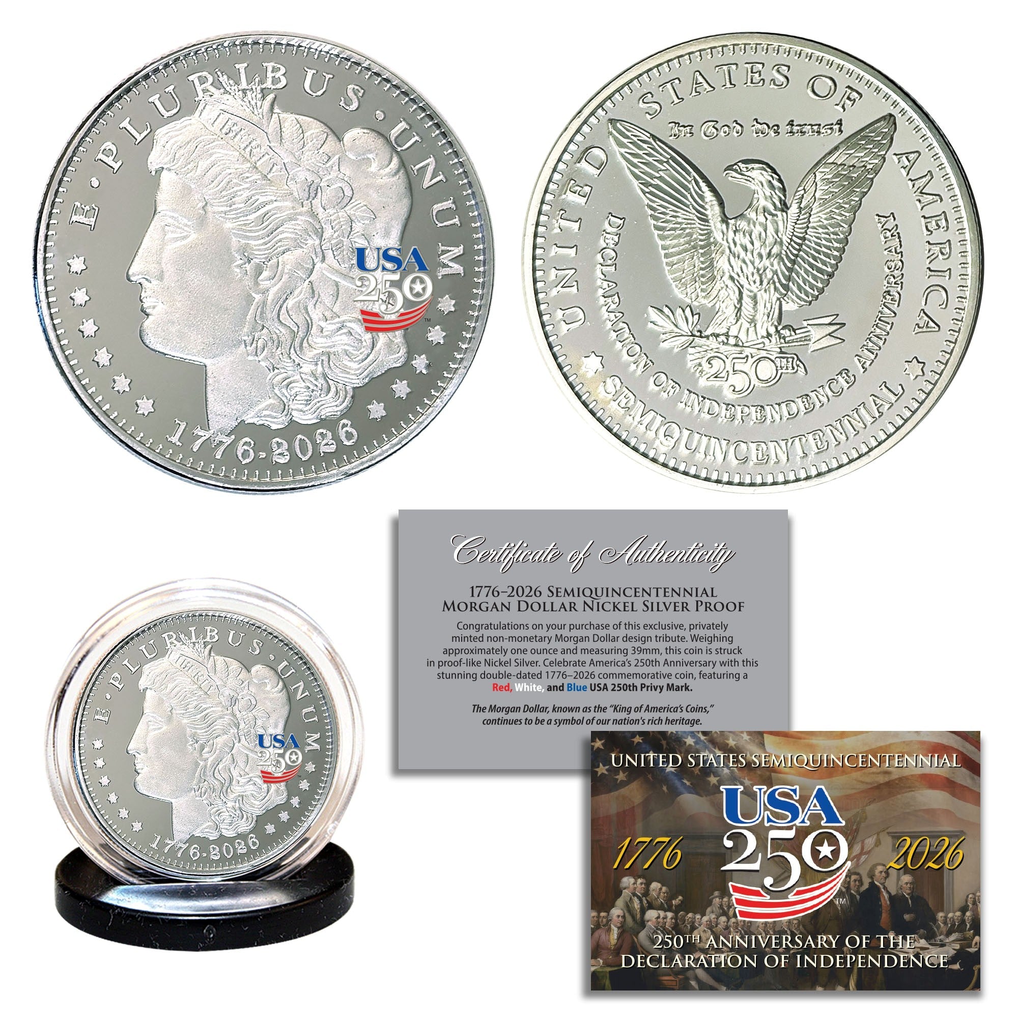 Amerika's 250. Jubiläum Morgan Dollar Neusilber-Proof-Münze