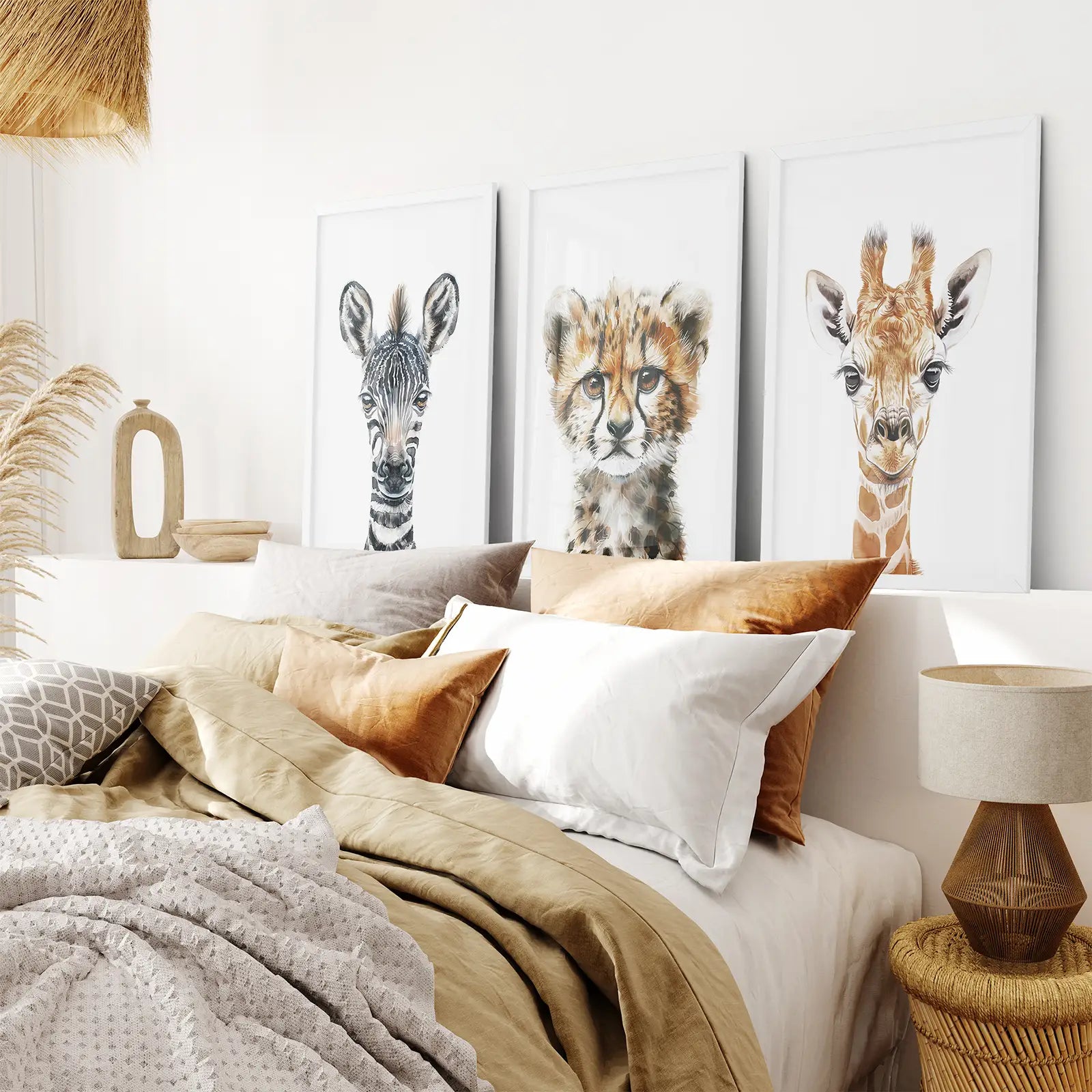 Neutral Safari Wandkunst Poster Set Kinderzimmer Deko
