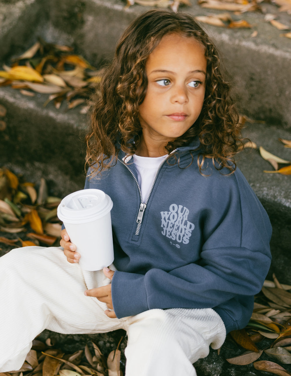 Unsere Welt braucht Jesus Kinder-Half-Zip