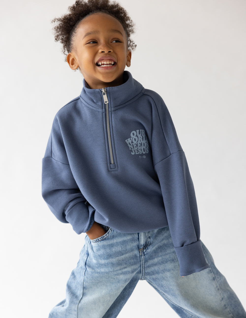 Unsere Welt braucht Jesus Kinder-Half-Zip