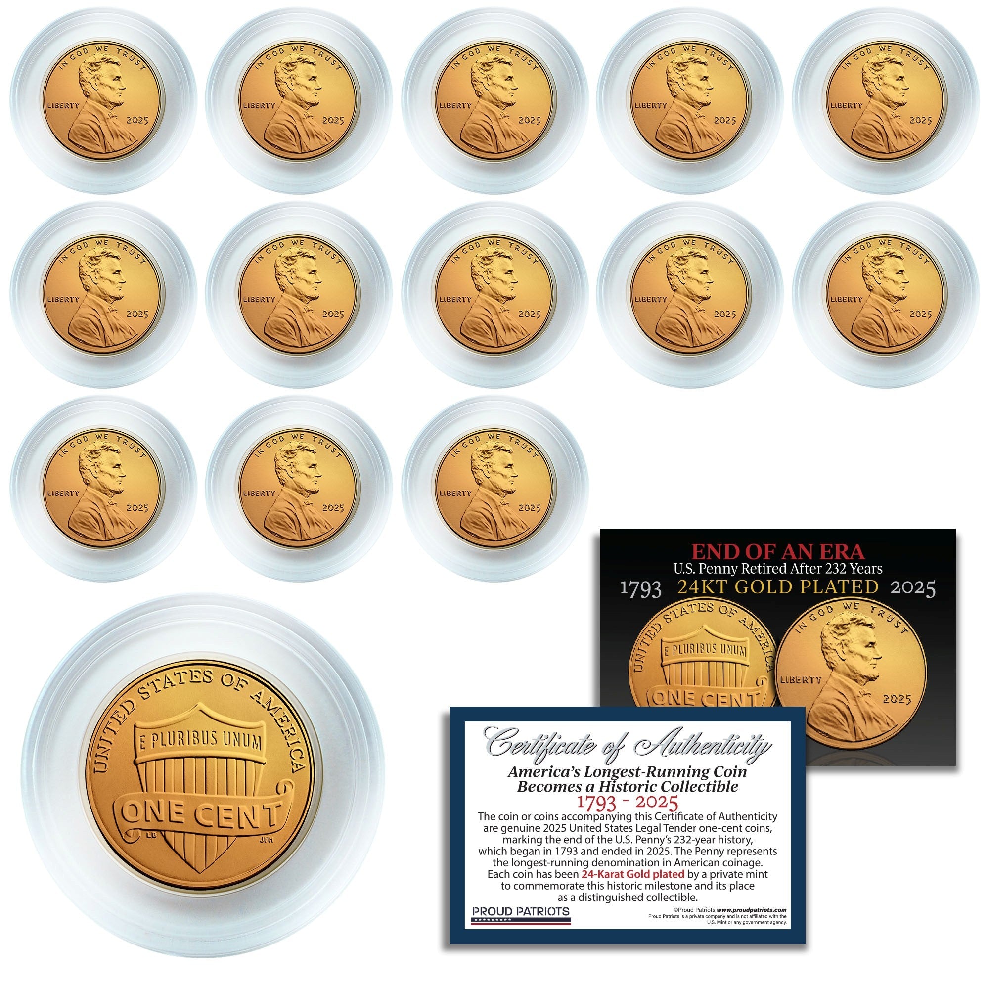 Amerikas letzter Penny: 24 Karat vergoldeter Penny mit Zertifikat