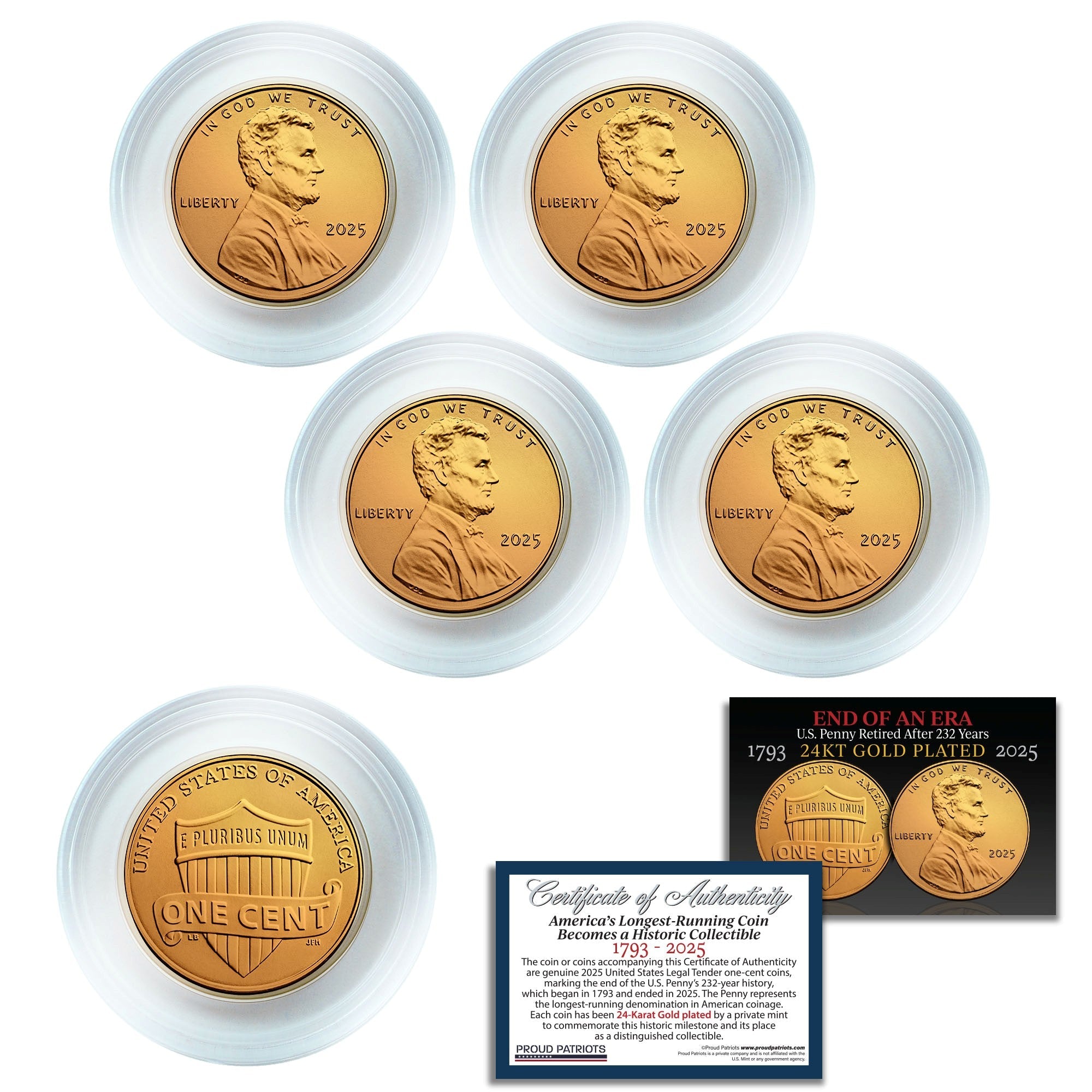Amerikas letzter Penny: 24 Karat vergoldeter Penny mit Zertifikat