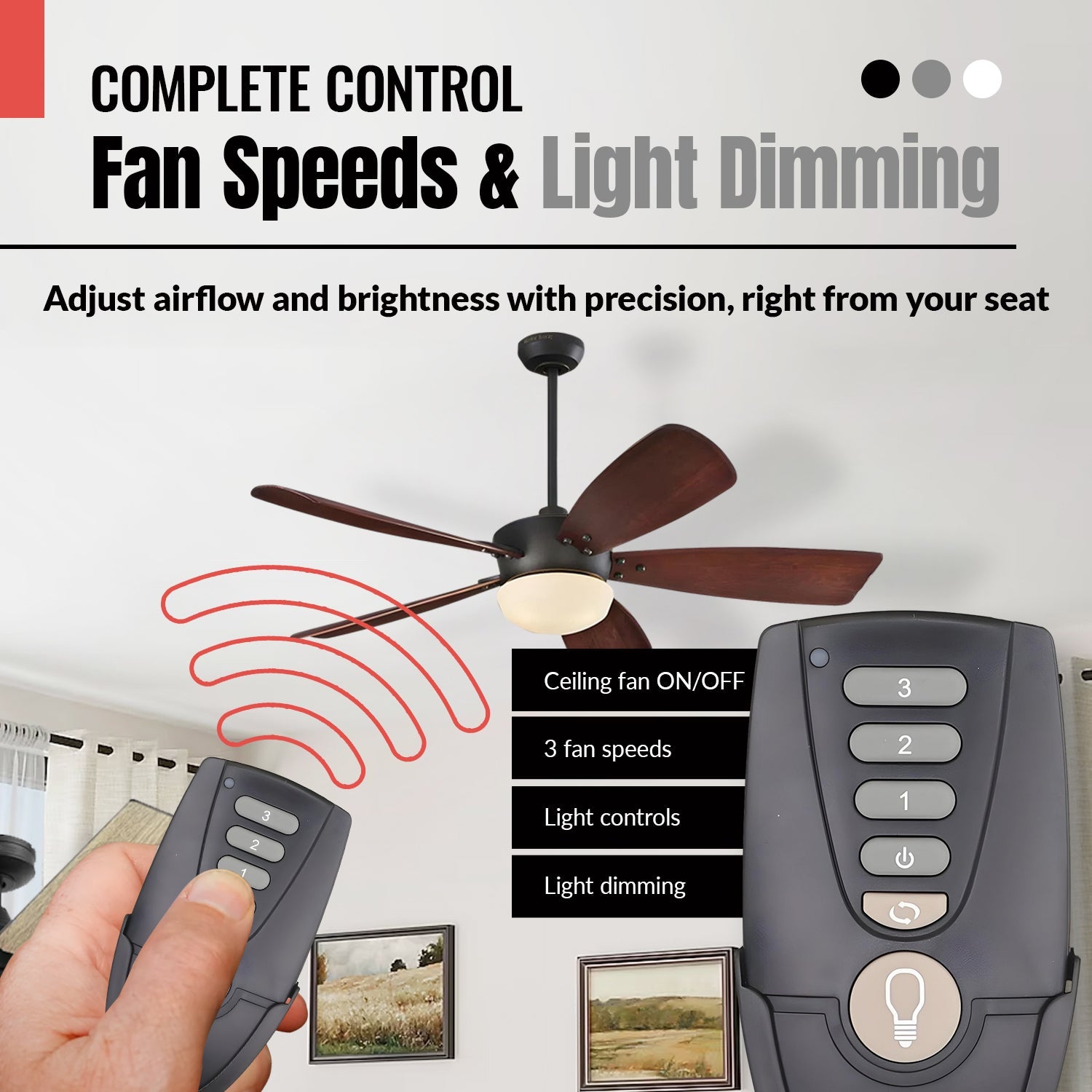 Anderic RR7222T Replacement Ceiling Fan Remote Control for Home Decorators Collection and Others | UC7222T, CHQ7222T