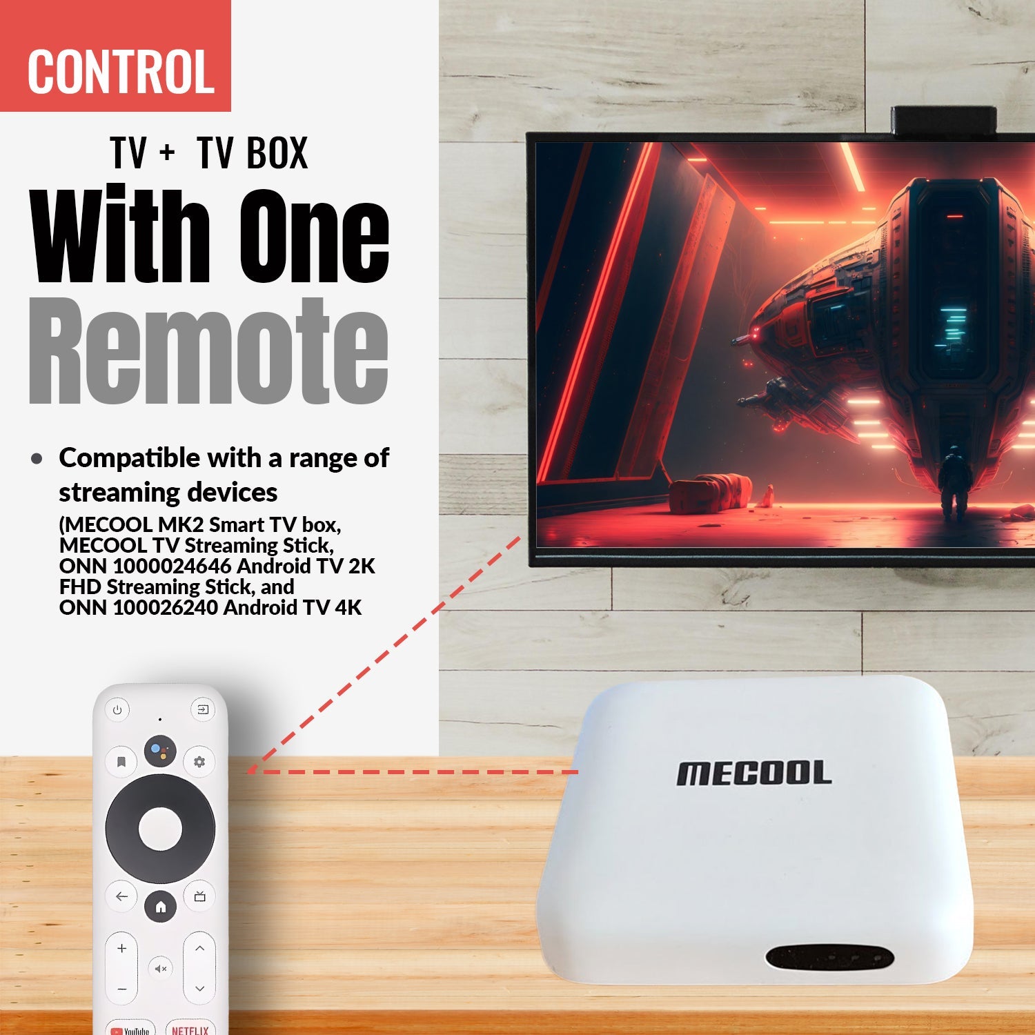 ONN 025C008 for Android TV 2K FHD Streaming Stick / 4K UHD Streaming Device Streaming Remote Control