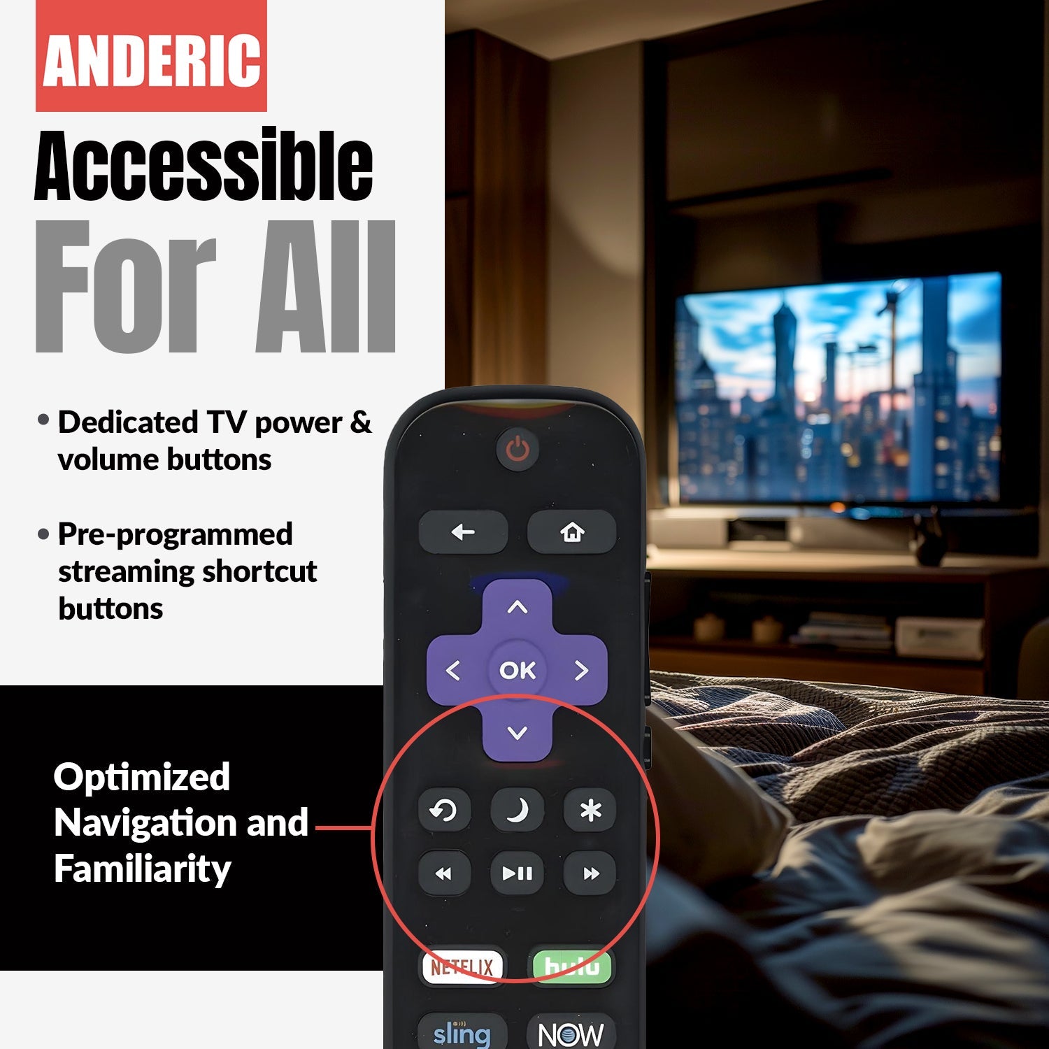 Sharp LC-RCRUDUS-20 Roku TV Remote Control | 2019, 2018 - LCRCRUDUS20