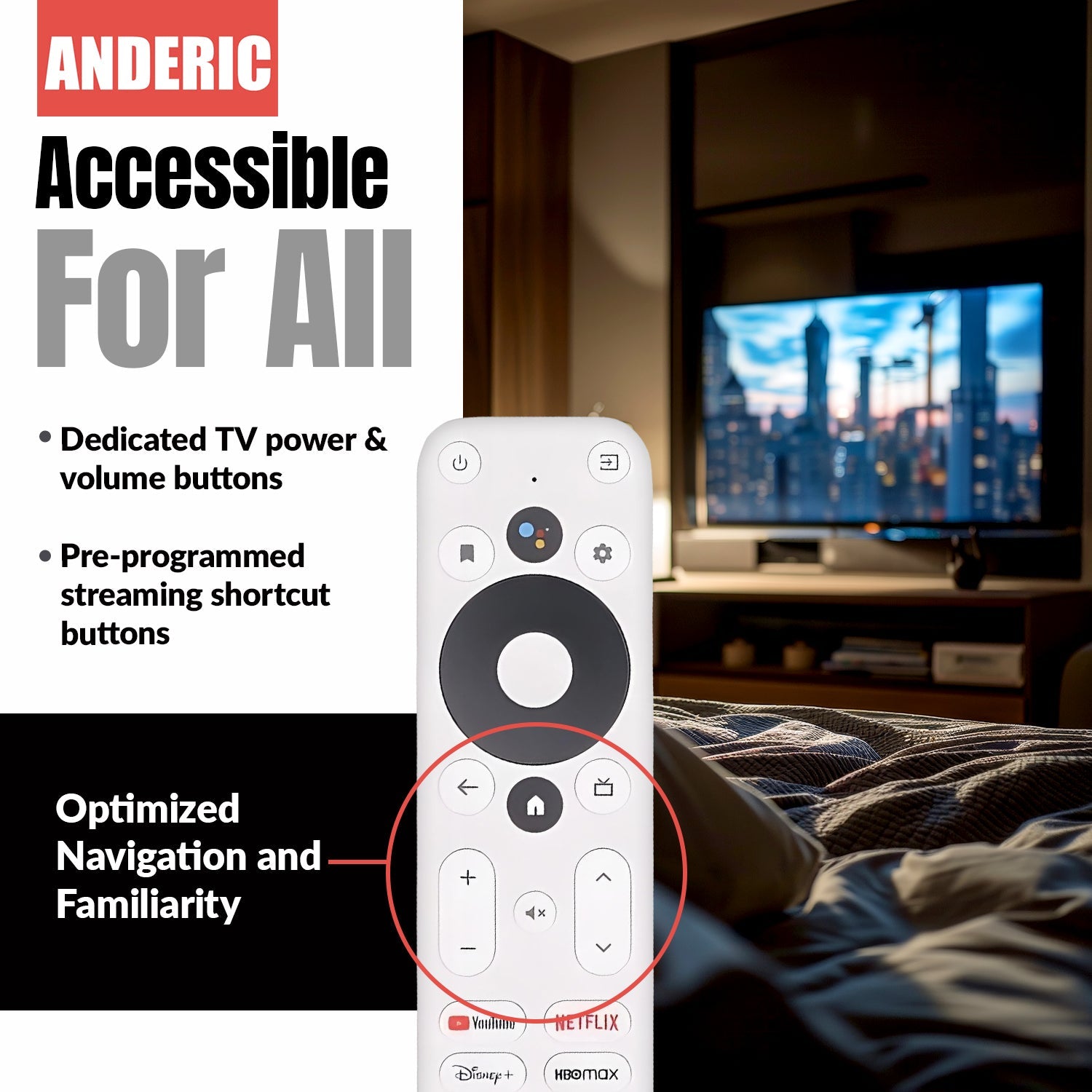 ONN 025C008 for Android TV 2K FHD Streaming Stick / 4K UHD Streaming Device Streaming Remote Control