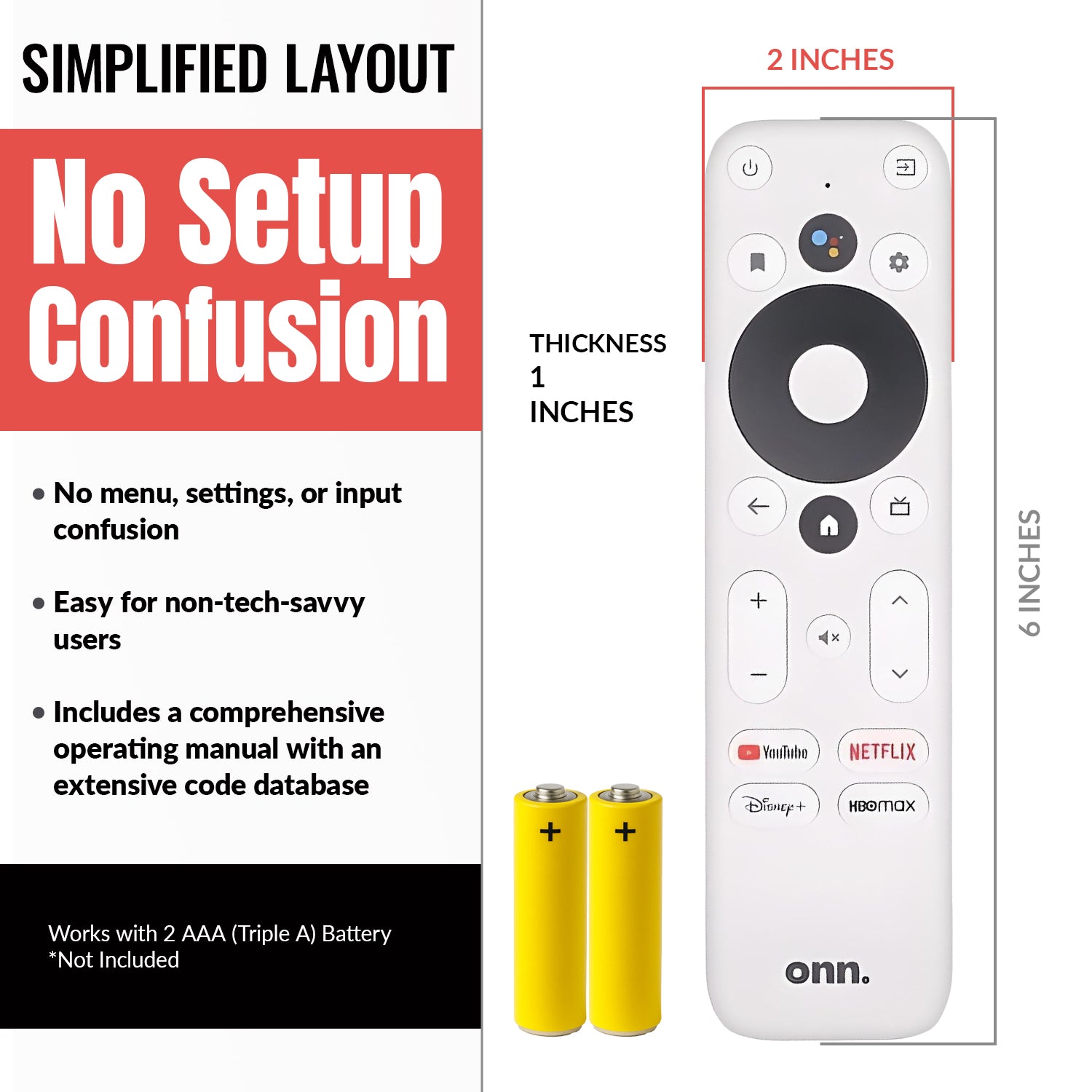 ONN 025C008 for Android TV 2K FHD Streaming Stick / 4K UHD Streaming Device Streaming Remote Control