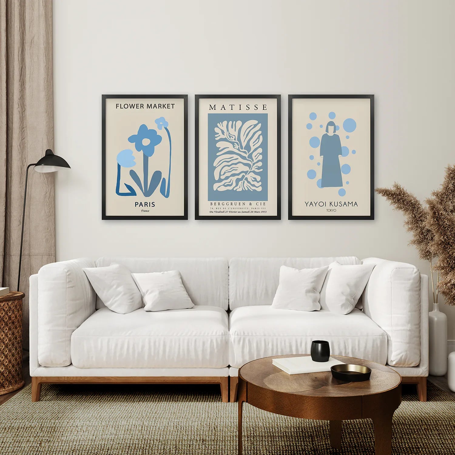 Modern Y2k-Stil 3er-Poster-Set. Pastellblau