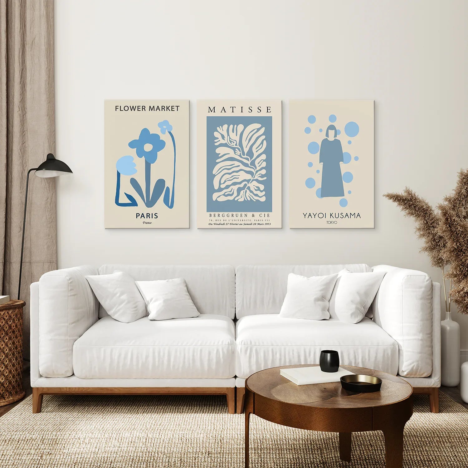 Modern Y2k-Stil 3er-Poster-Set. Pastellblau