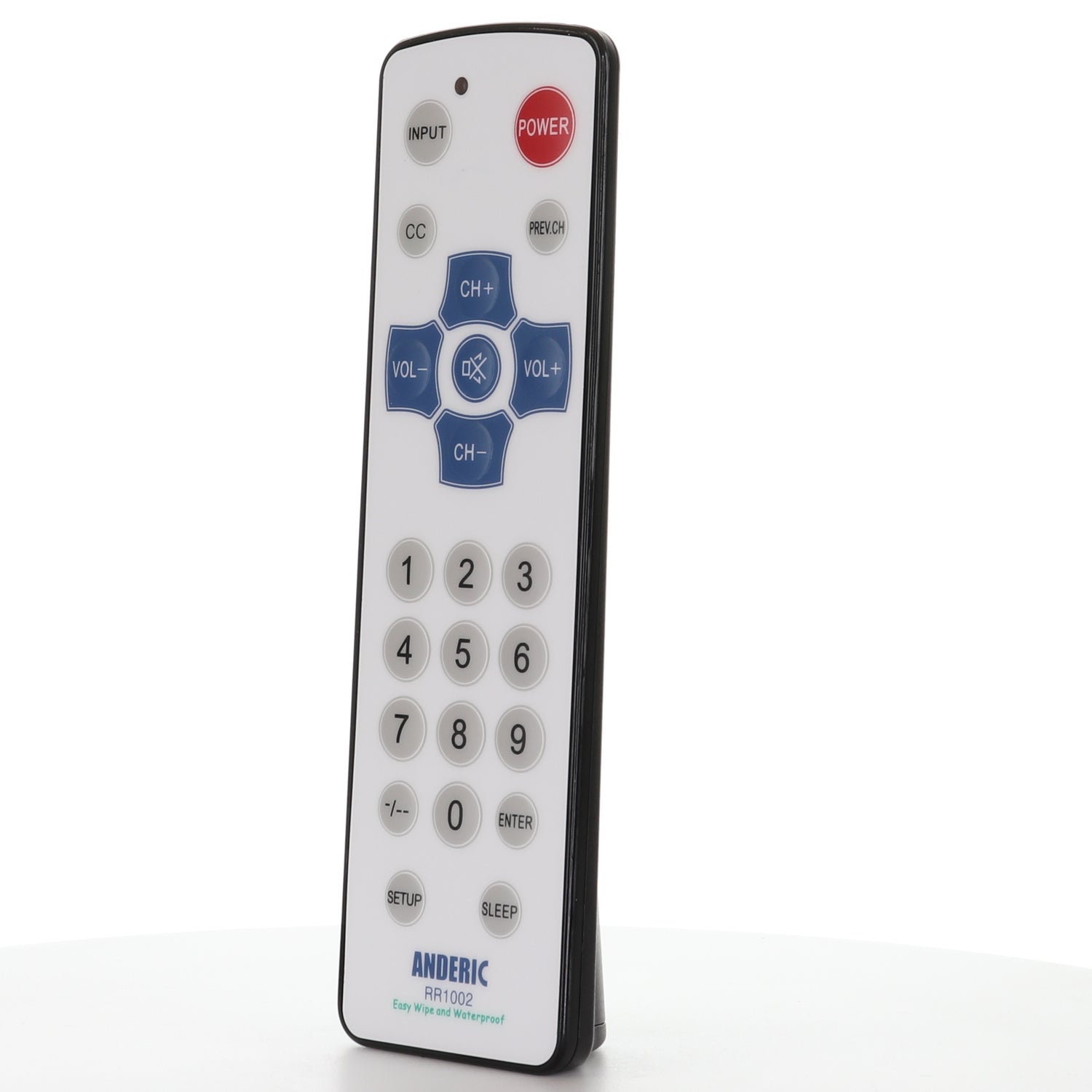 Anderic RR1002 Hospitality 1-Device Standard TV Universal Remote Control with Membrane Surface / Water Resistant