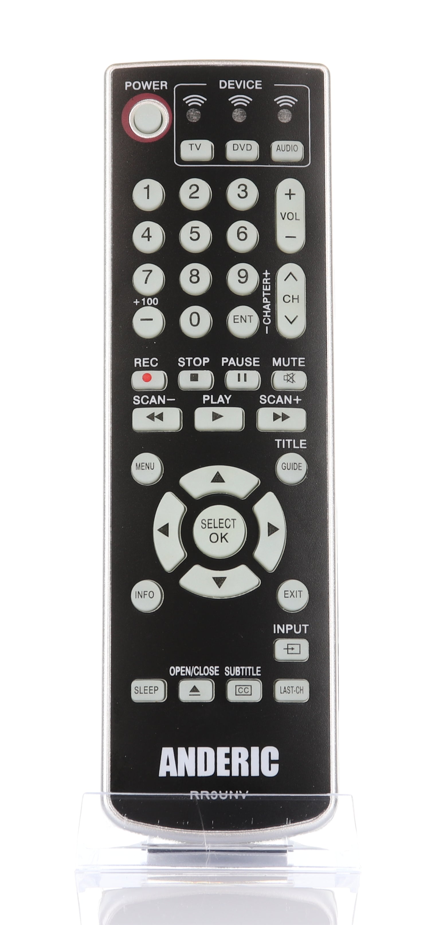 Anderic RR3UNV 3-Device Universal Remote Control for TV/DVD/VCR/Cable/Sat/Audio with Learning