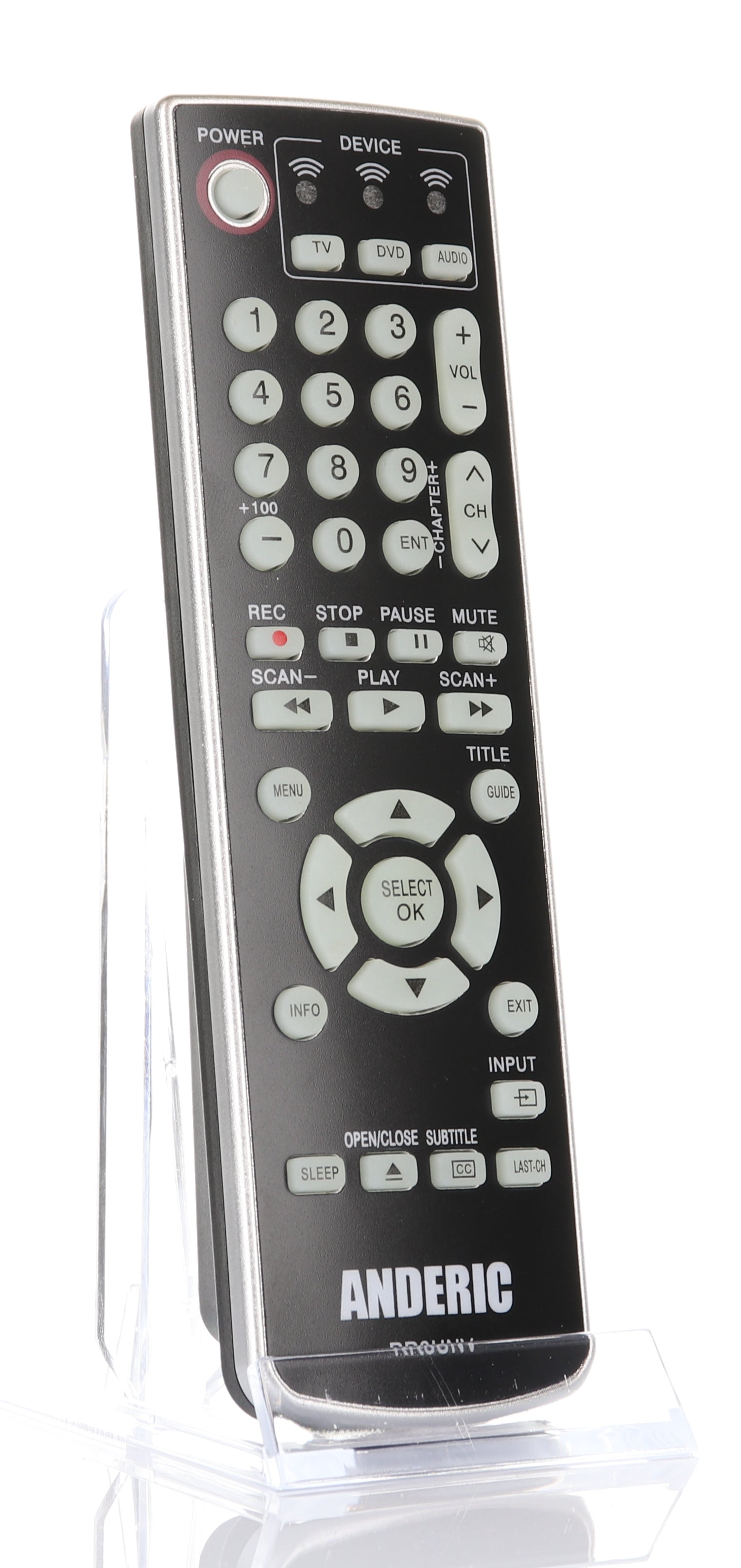 Anderic RR3UNV 3-Device Universal Remote Control for TV/DVD/VCR/Cable/Sat/Audio with Learning
