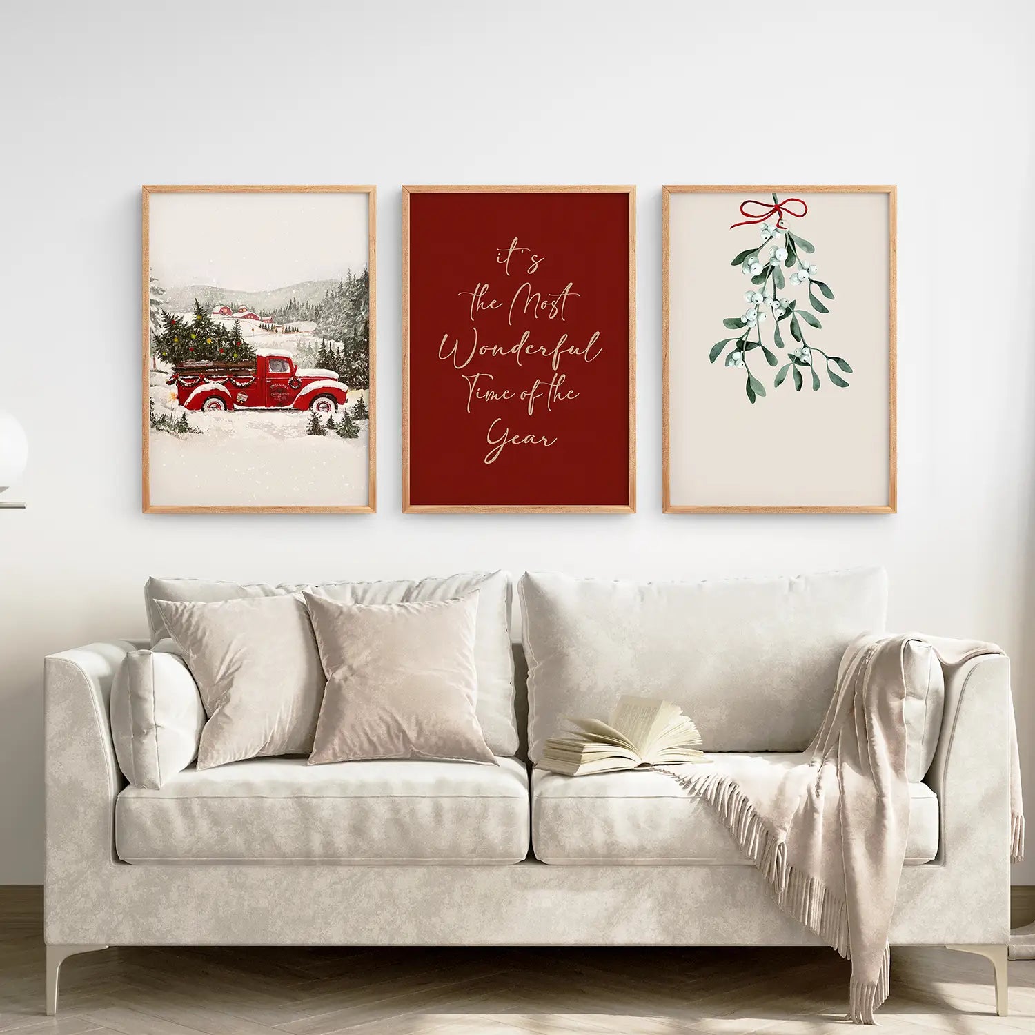 Winterliche Feiertagslandschaft 3er-Set Wandkunst