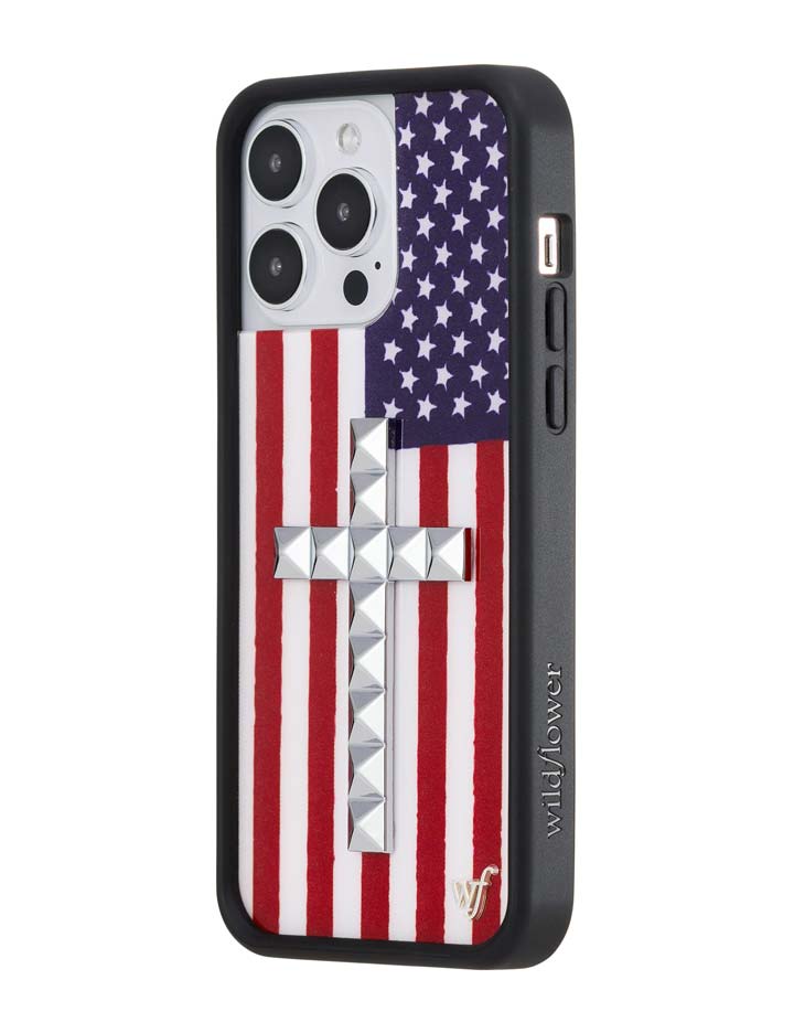 Stud Cross American Flag iPhone Case