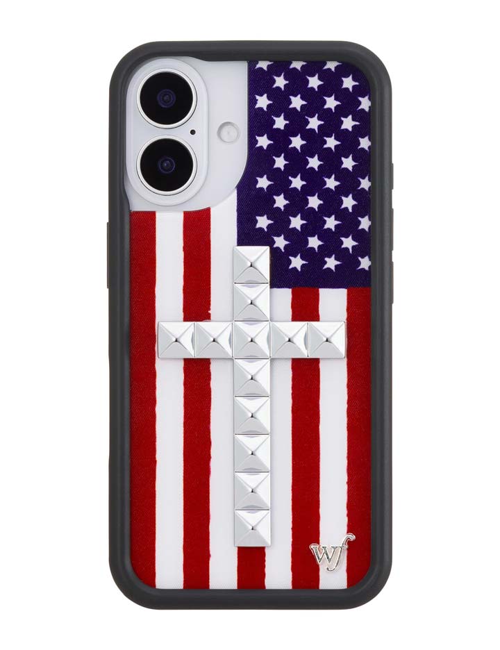 Stud Cross American Flag iPhone Case
