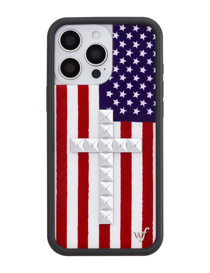 Stud Cross American Flag iPhone Case