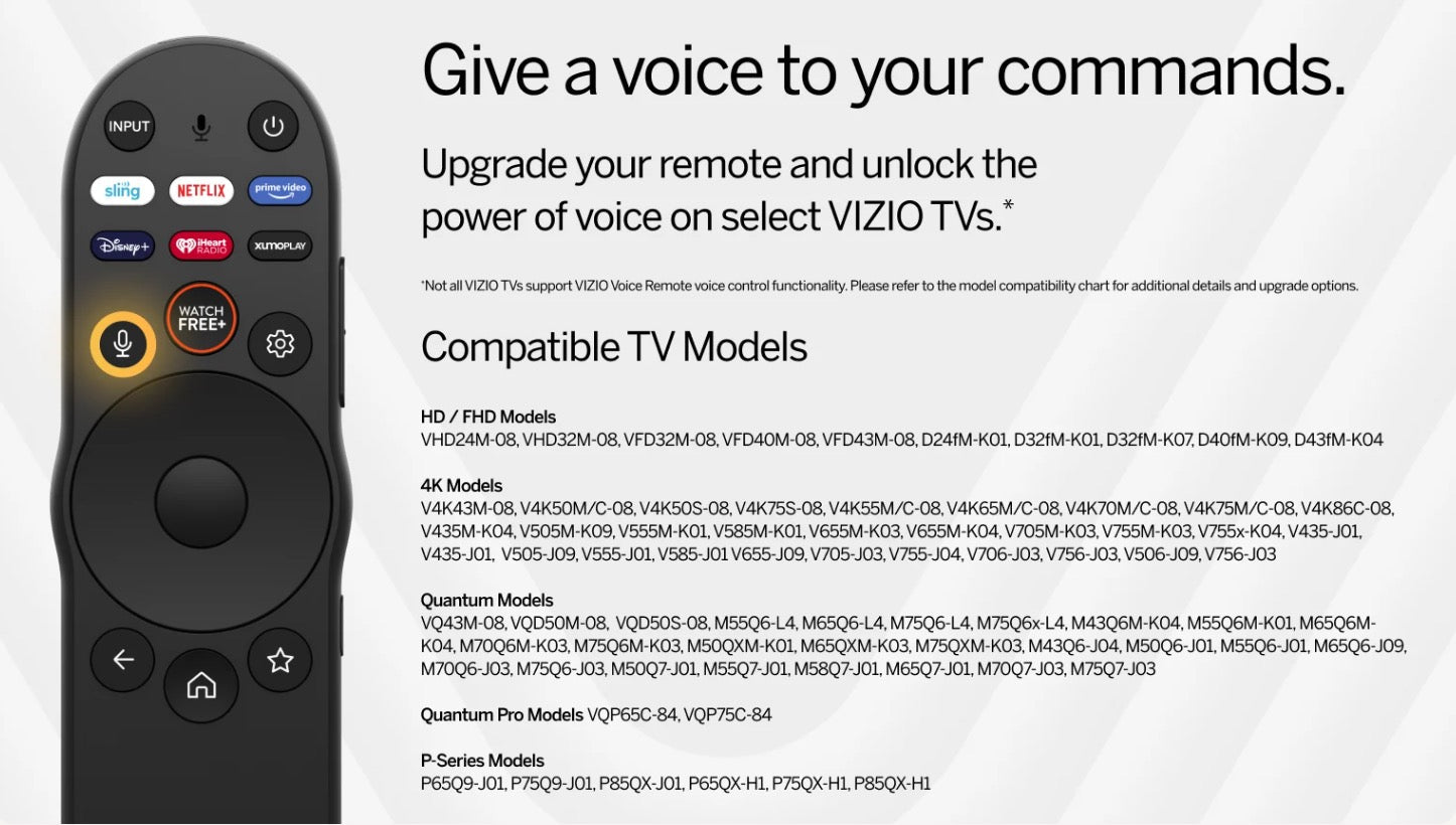 VIZIO XRT270R / XRT270v3 SmartCast Voice TV Remote Control | RF and IR - XRT270