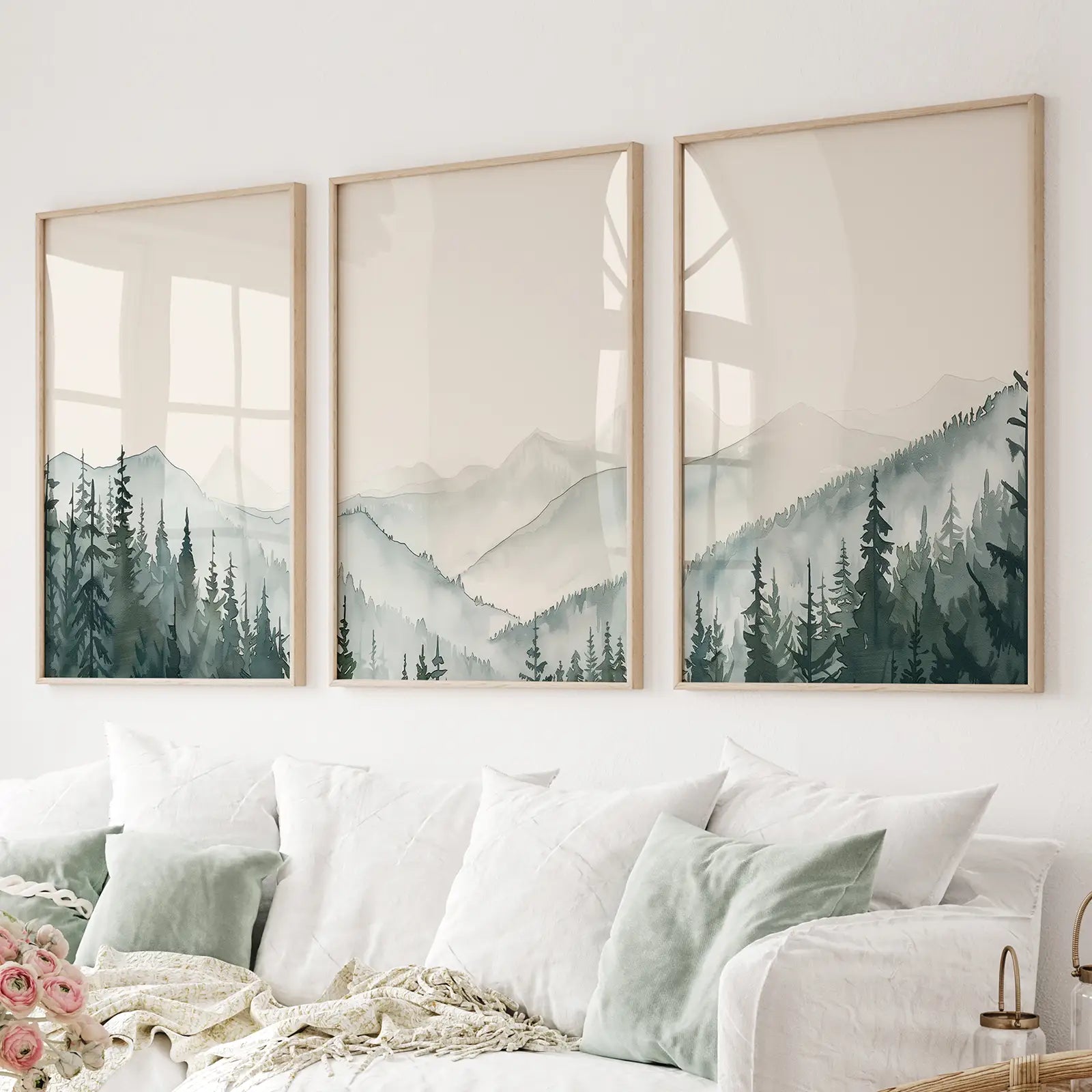 3er Set Berg-Wald-Dekorationsbilder Wandkunst