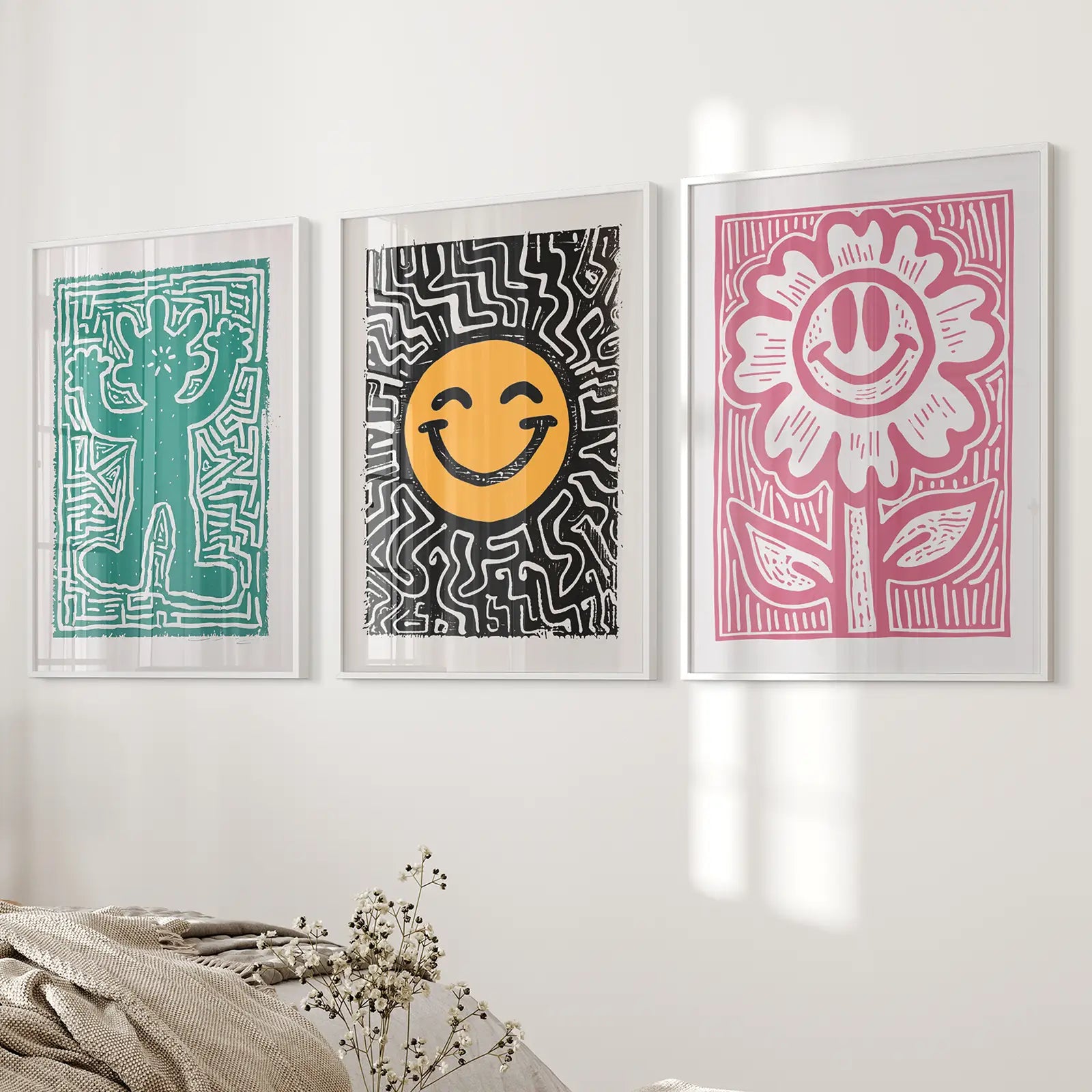 Ausgefallene Wandkunst. Hippes Poster. Trendiges Deko-Set