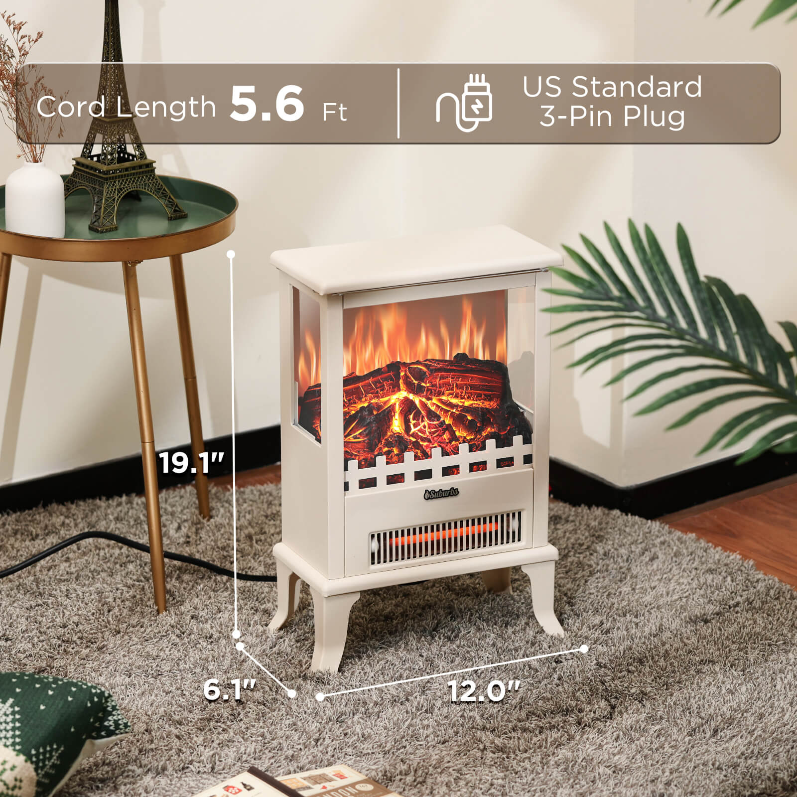 Suburbs TS17Q Electric Fireplace Stove Heater