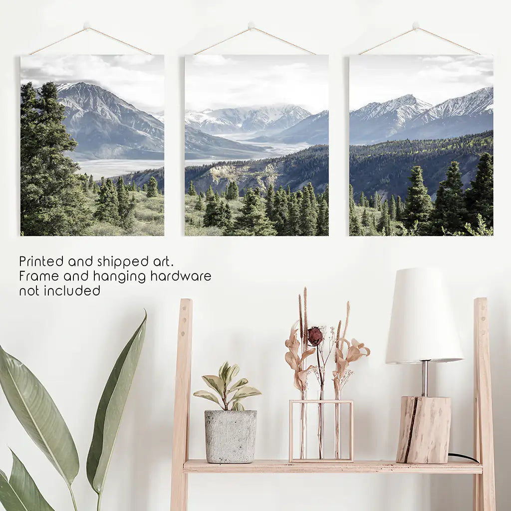 Kluane Nationalpark Wildnis Natur Triptychon. Bergedrucke