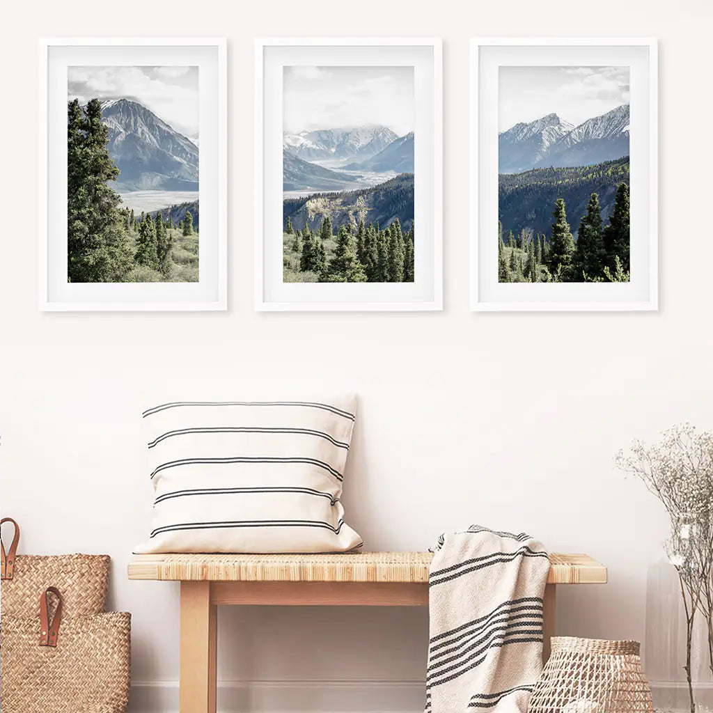 Kluane Nationalpark Wildnis Natur Triptychon. Bergedrucke