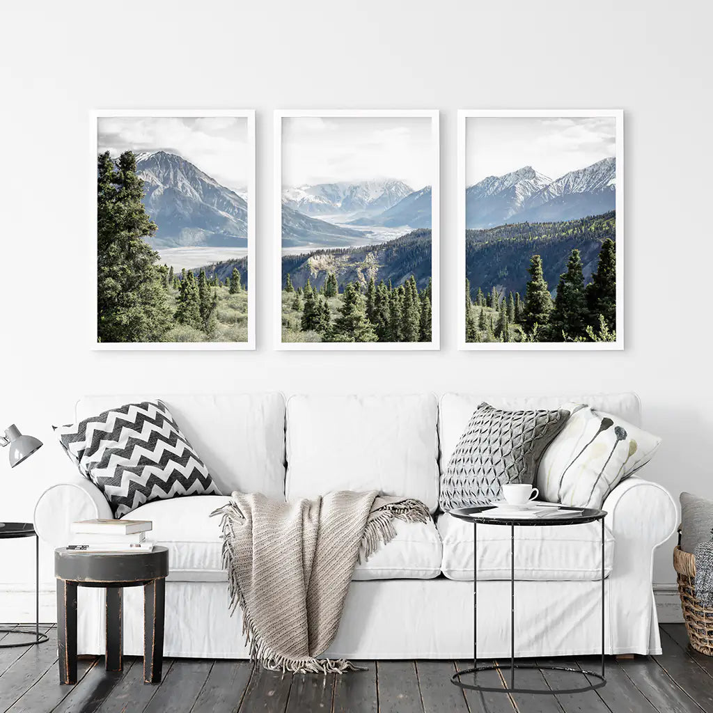 Kluane Nationalpark Wildnis Natur Triptychon. Bergedrucke