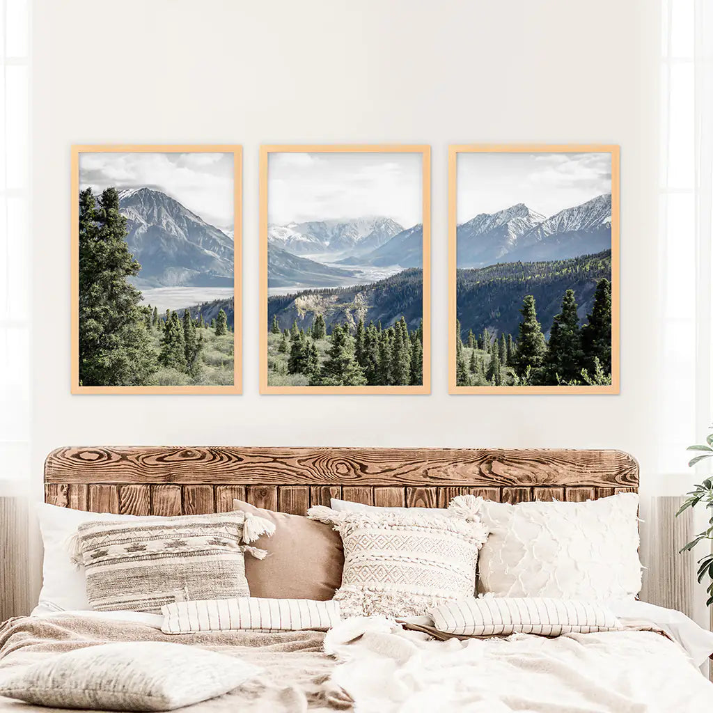 Kluane Nationalpark Wildnis Natur Triptychon. Bergedrucke