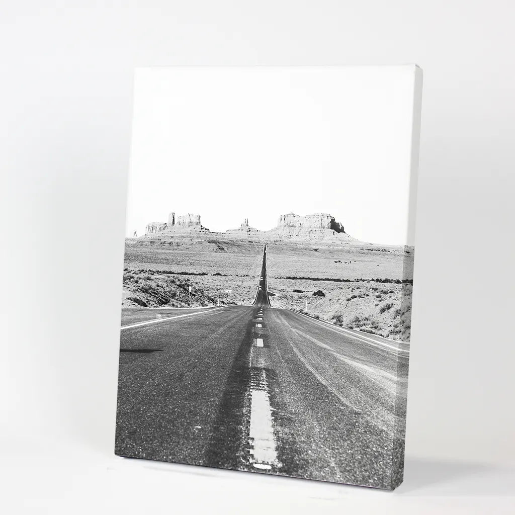Utah Reise Schwarz-Weiß Wandkunstdruck. Wüstenstraße