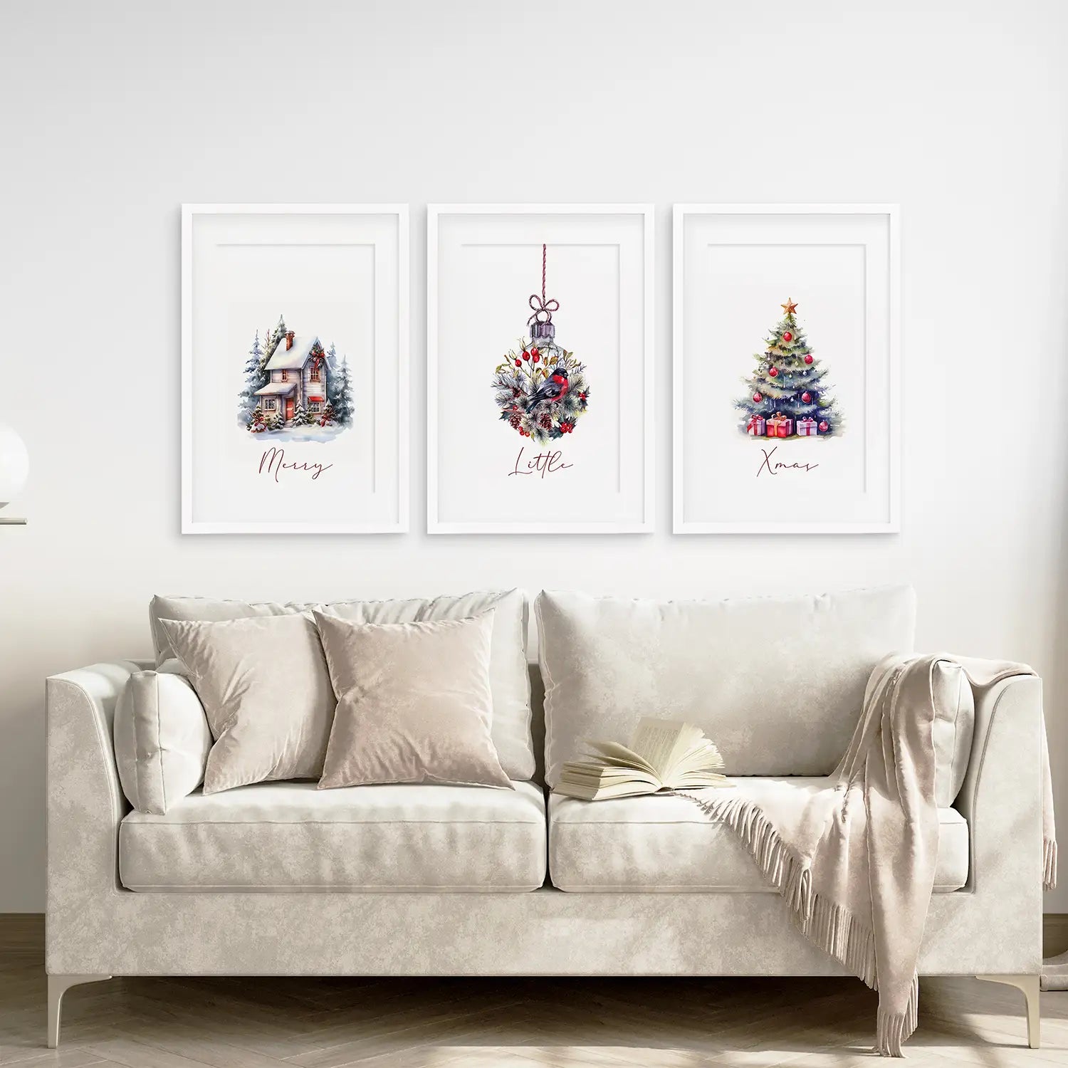 Gemälde verschneiter Weihnachtsbaum-Kinderzimmer-Wandkunst