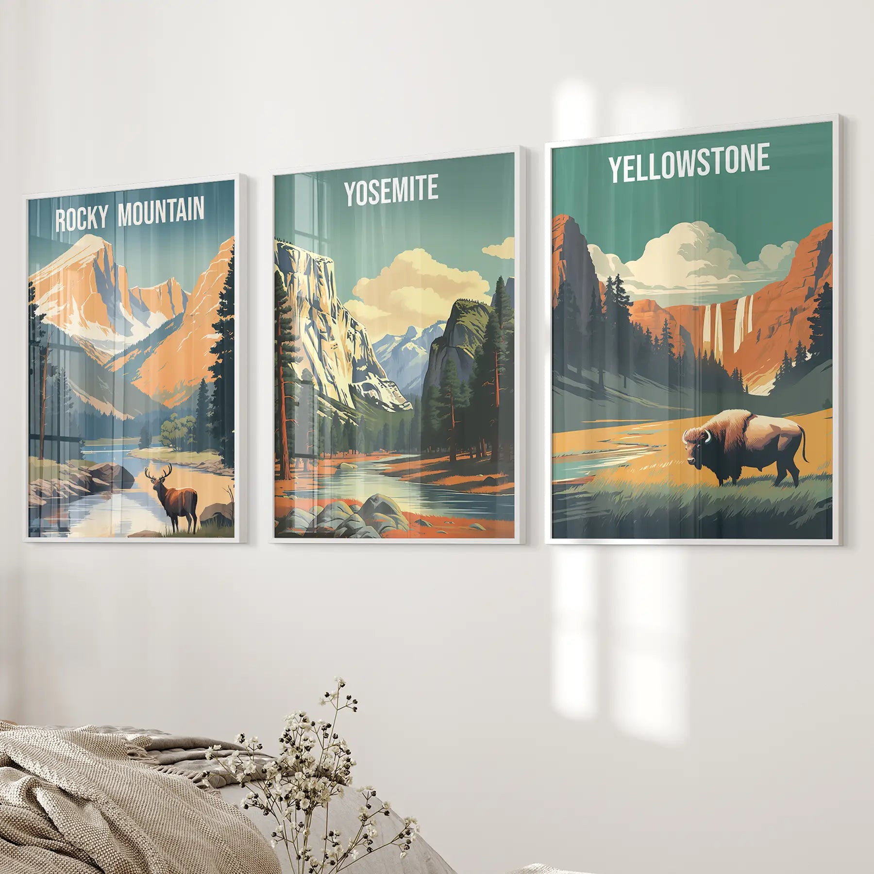 Rocky Mountain, Yosemite, Yellowstone. Nationalpark Wandkunst