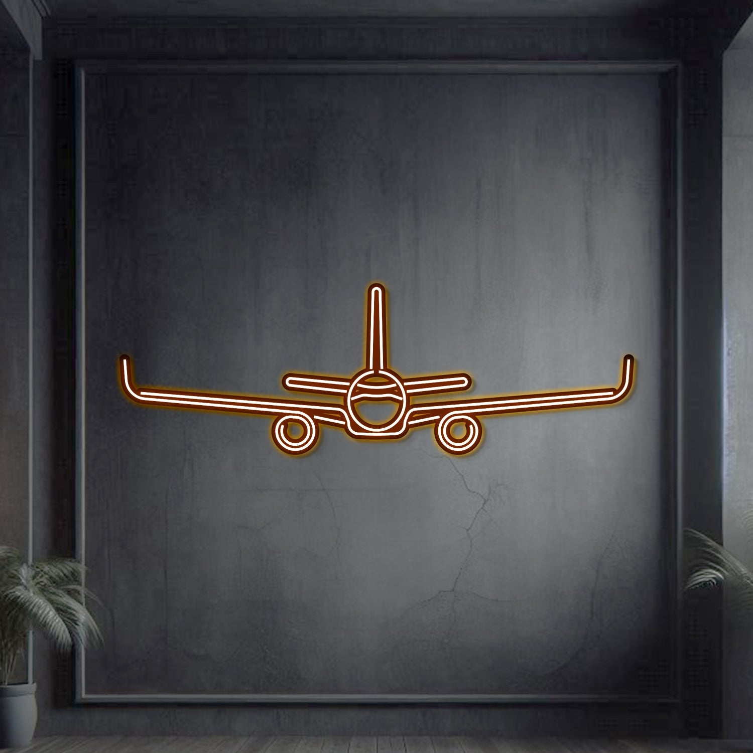 A321 Flugzeug Wandkunst aus Metall im Neon-Stil - NCN0009
