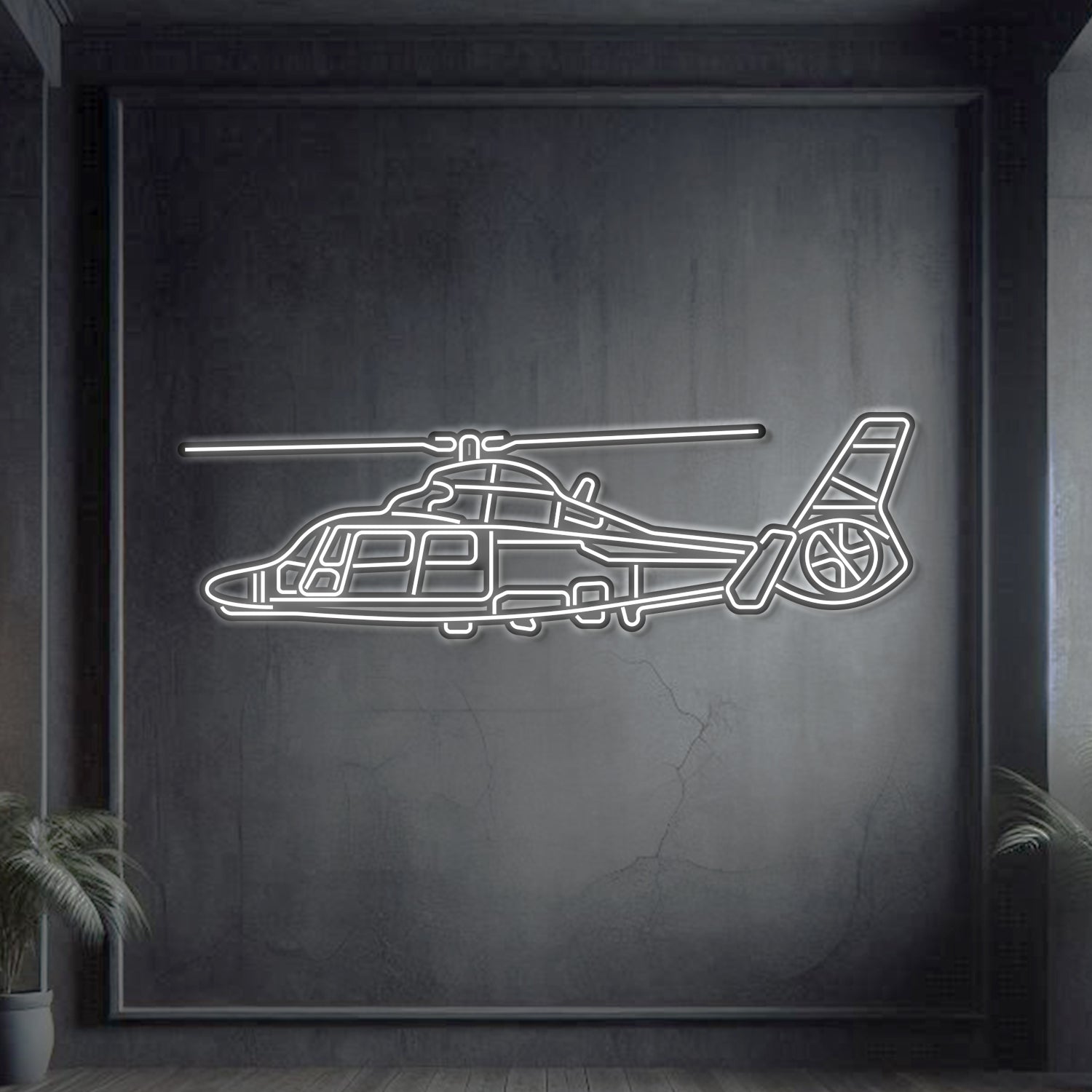 AS365 Dauphin Metal Neon Wandkunst Flugzeug - NCN0014