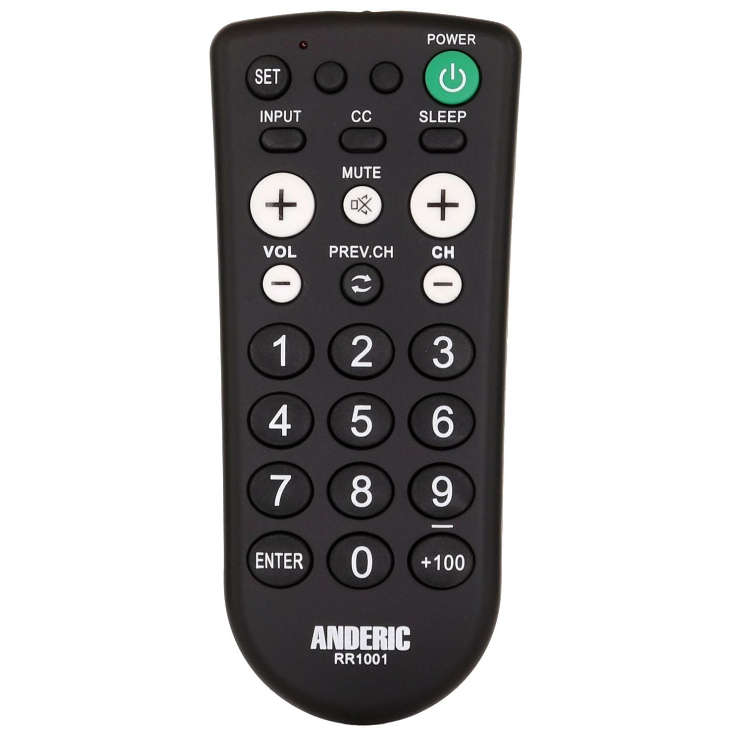 Anderic RR1001 1-Device Universal TV Remote Control with Large Keys for Hospitality