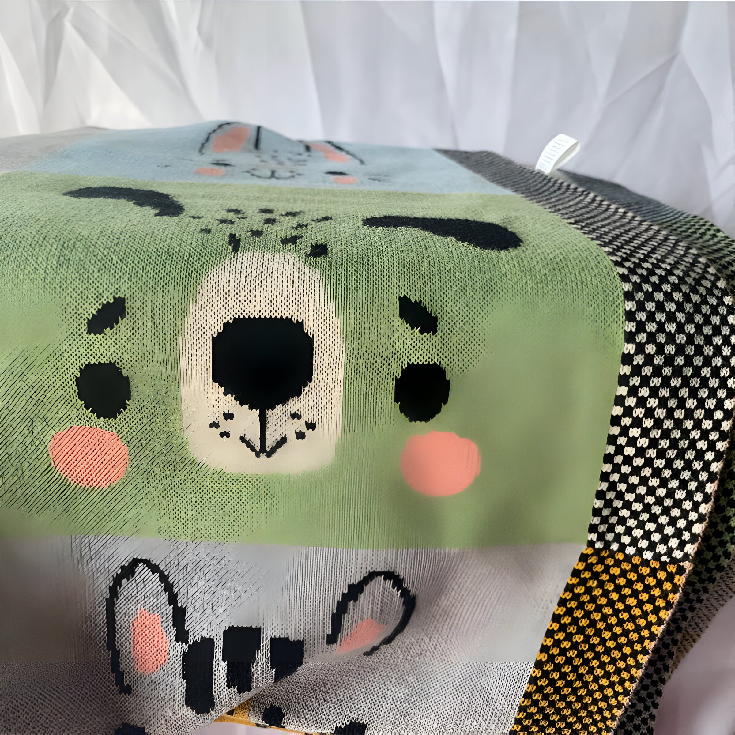 Animals In Boxes Multi Knitted Cotton Baby Blanket
