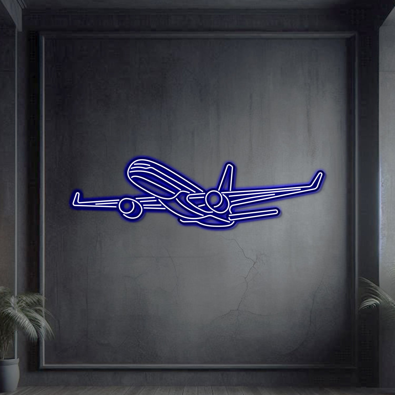757-200 Winkel Metall Neon Flugzeug Wandkunst - NCN0005