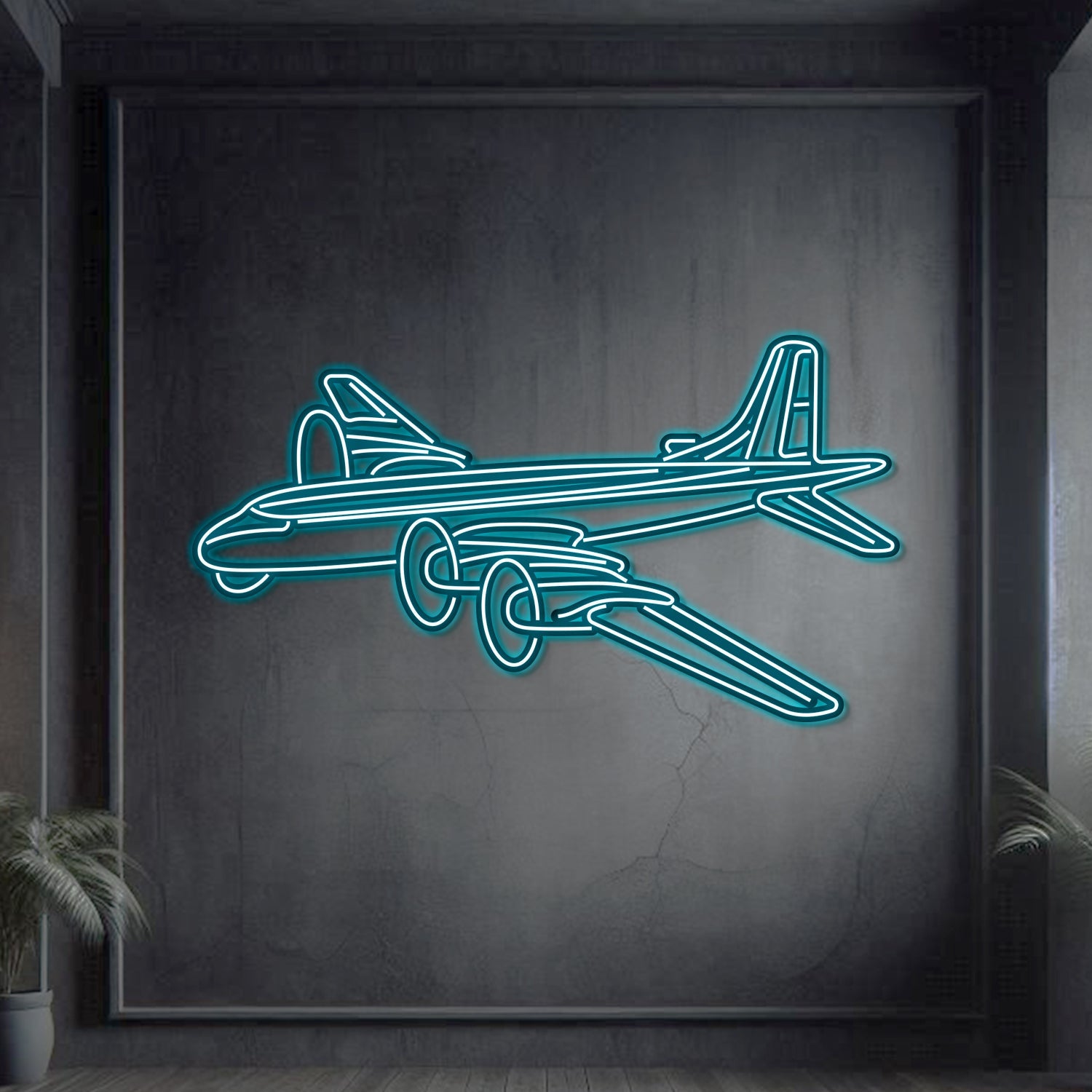 CP-107 Argus Winkel-Metall-Neon-Flugzeug Wandkunst - NCN0026