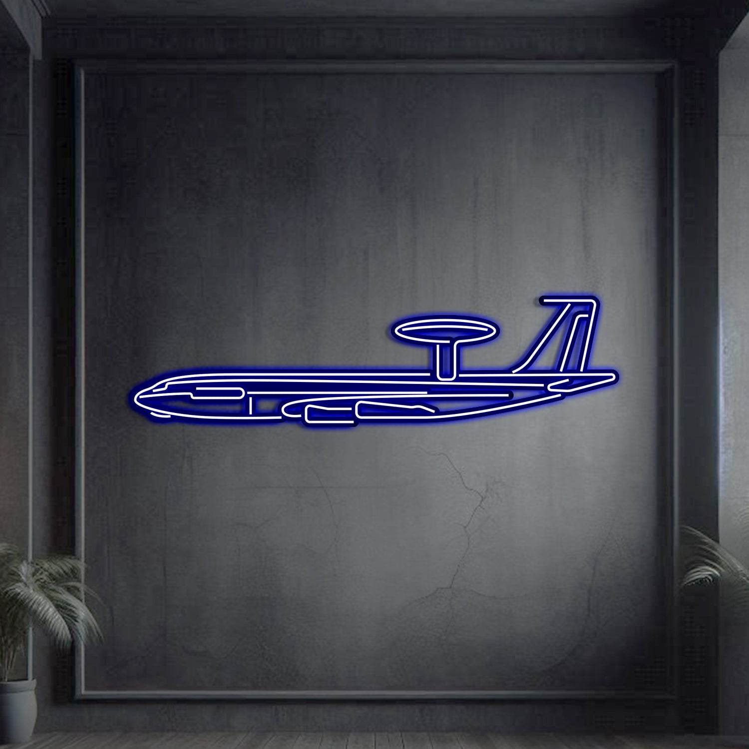 E-3G Sentry Metall-Neon-Flugzeug-Wandkunst - NCN0028