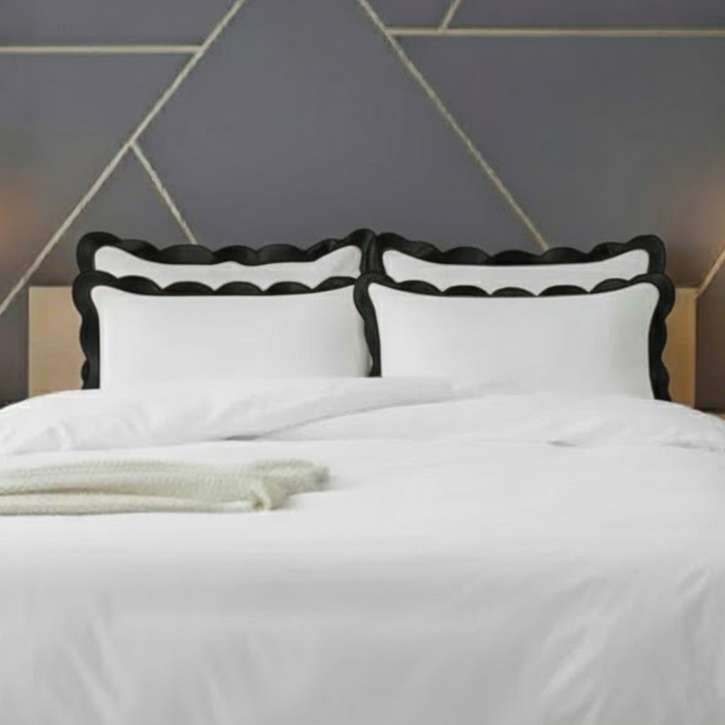 Scalloped & Wavy Applique Embroidery Cotton Duvet Cover Set