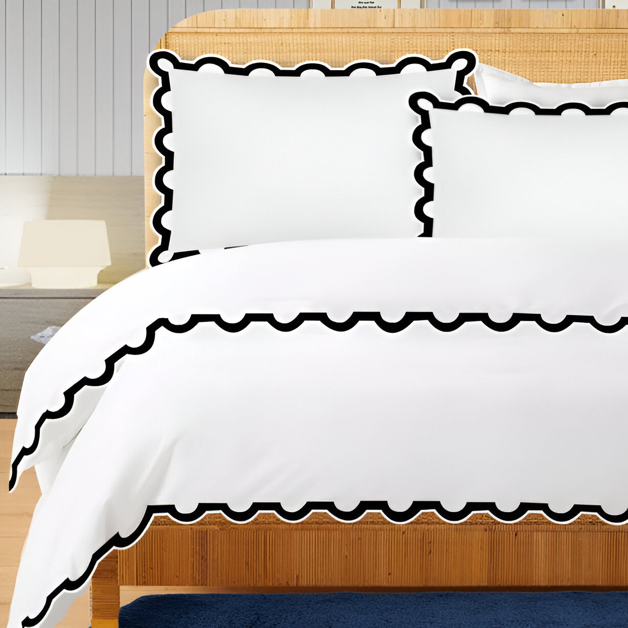 400TC U Shape Applique Embroidery Cotton Duvet Cover Set