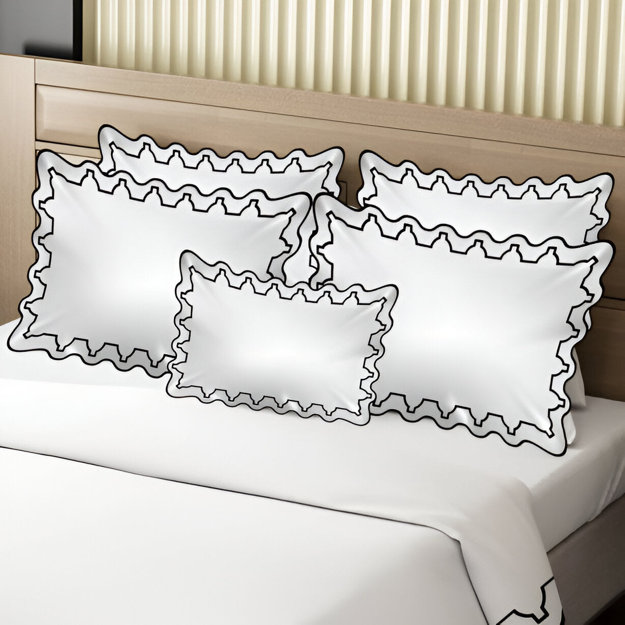 Imaginary Scallop 400TC Cotton Embroidery Sateen Solid Duvet Cover Set