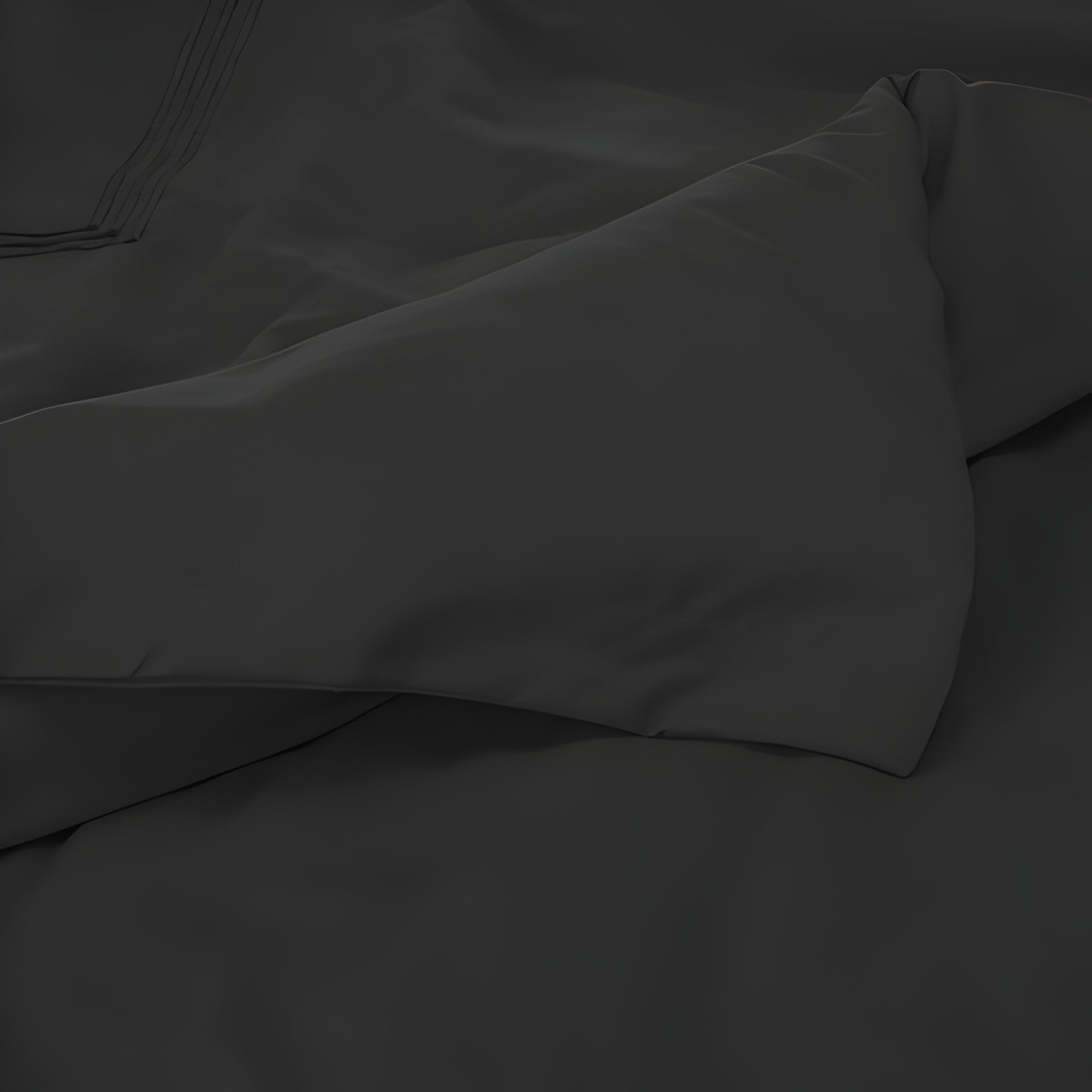400TC Cotton Luxurious Triple Embroidery Sateen Solid Duvet Cover Set