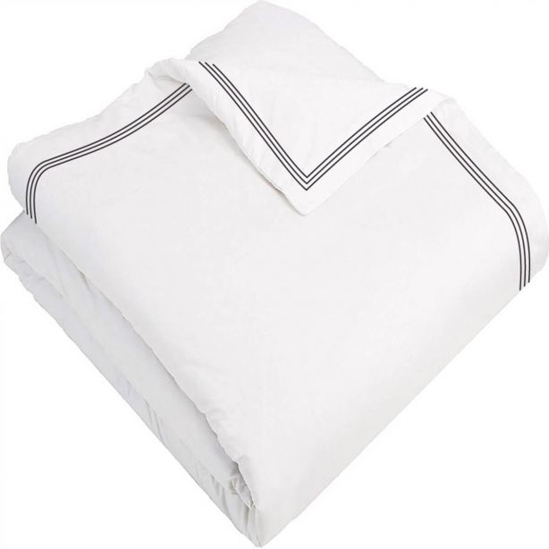 400TC Cotton Triple Edge Embroidery Sateen Solid Duvet Cover Set
