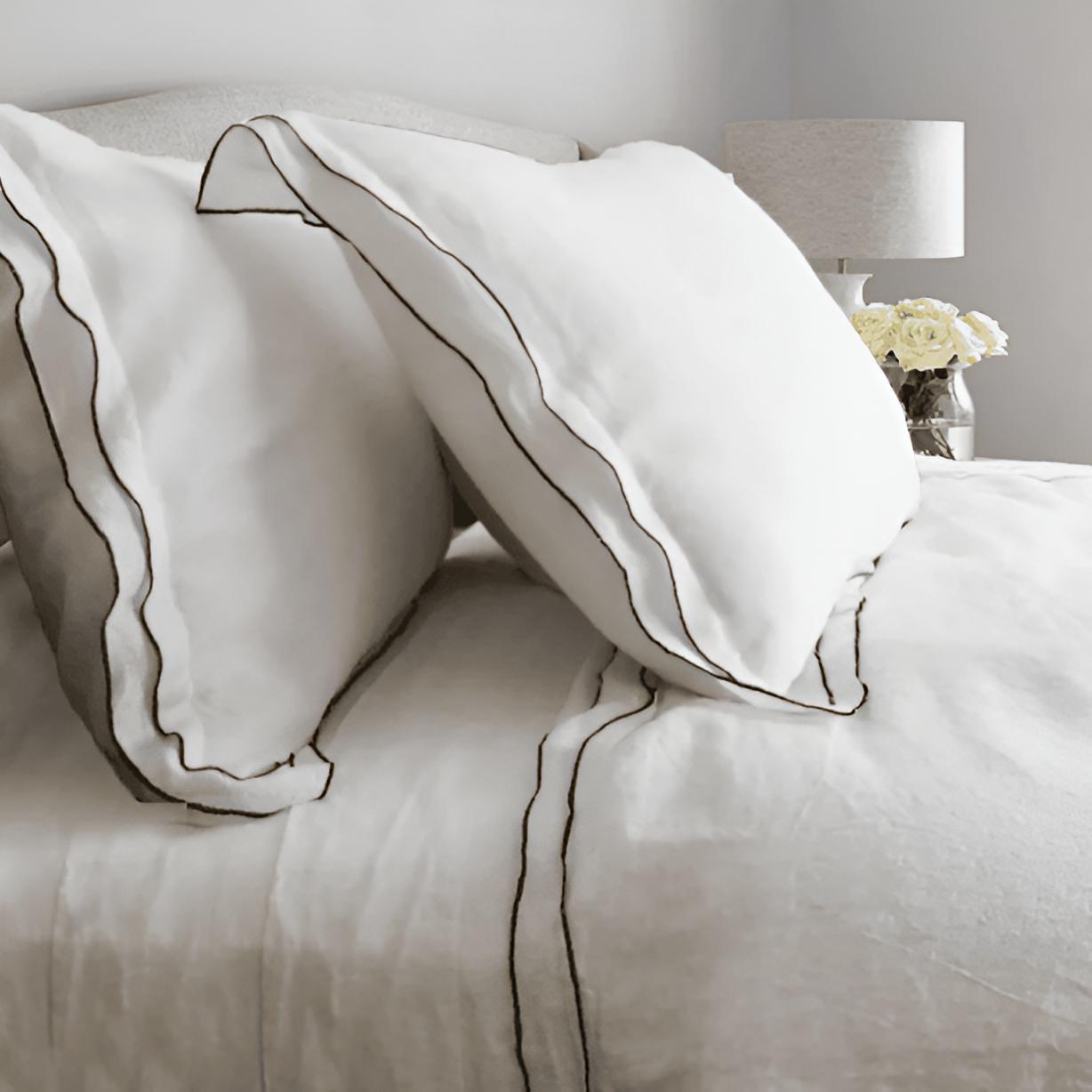 Linen Double Edge Embroidery Duvet Cover Set