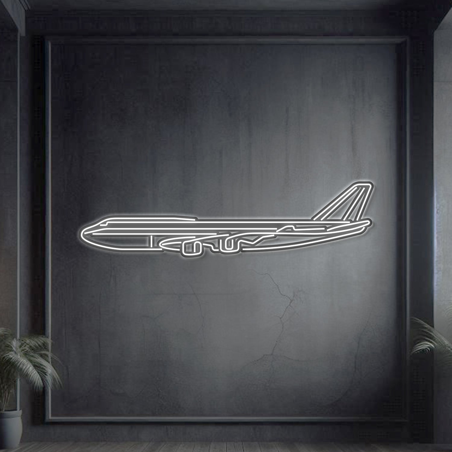 747-800 Metall-Neon-Flugzeug-Wandkunst - NCN0004