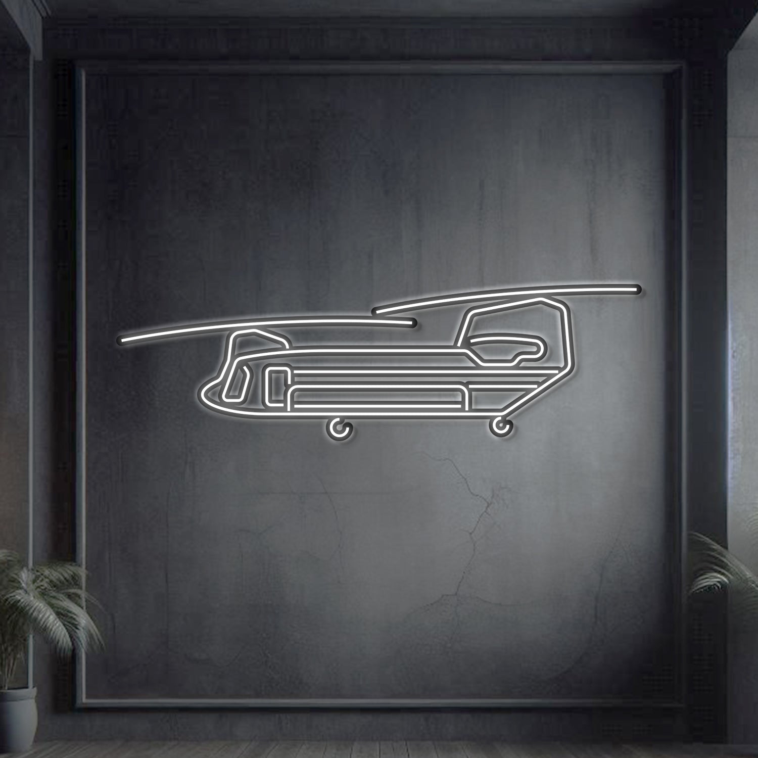Chinook CH-47 Metall-Neon-Wandkunst – NCN0024