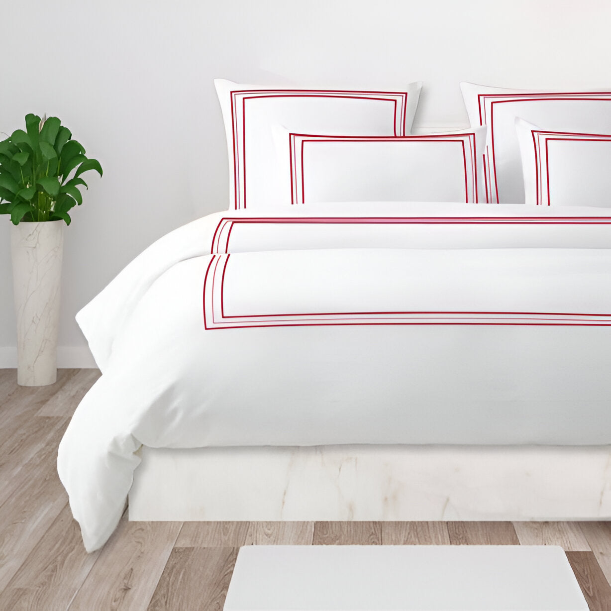 400TC Cotton Classic Embroidery Sateen Solid Duvet Cover Set