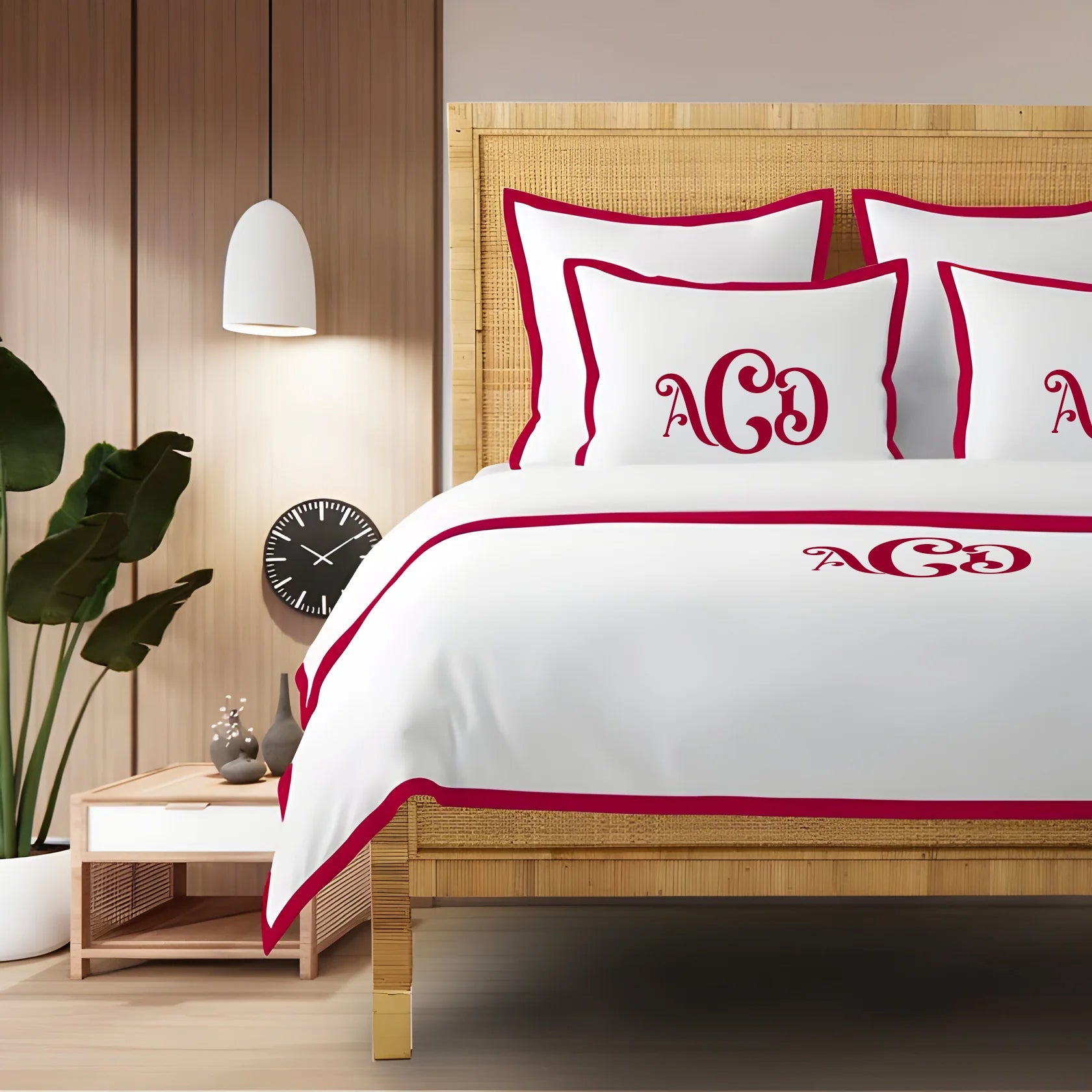 Monogram 400TC Cotton Sateen Edge Border Frame Duvet Cover set