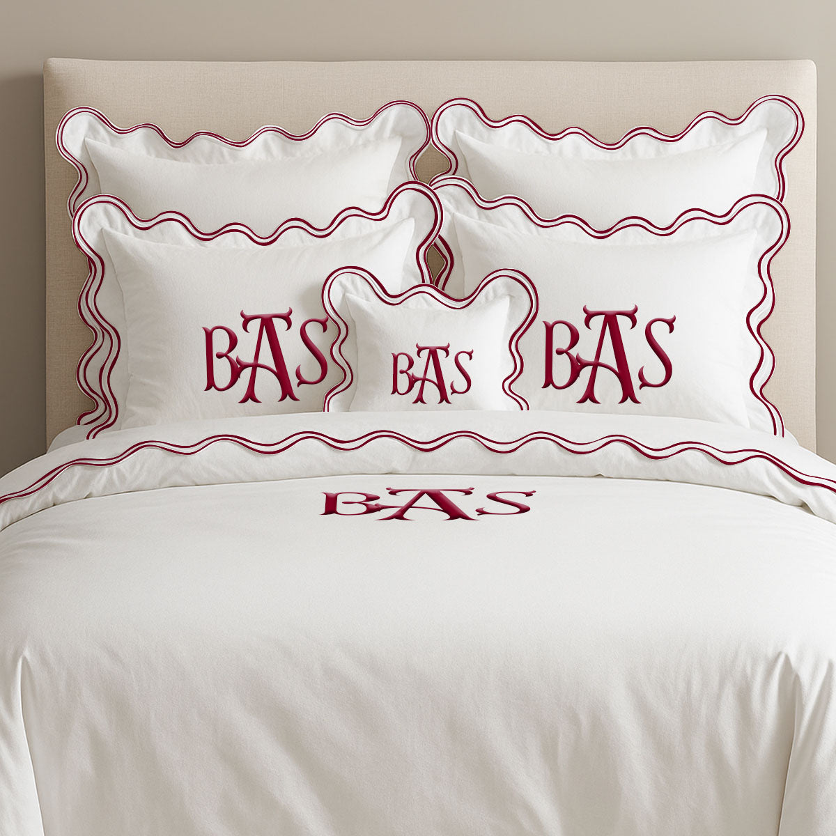 Monogram Cotton Luxurious Double Scallop Duvet Cover
