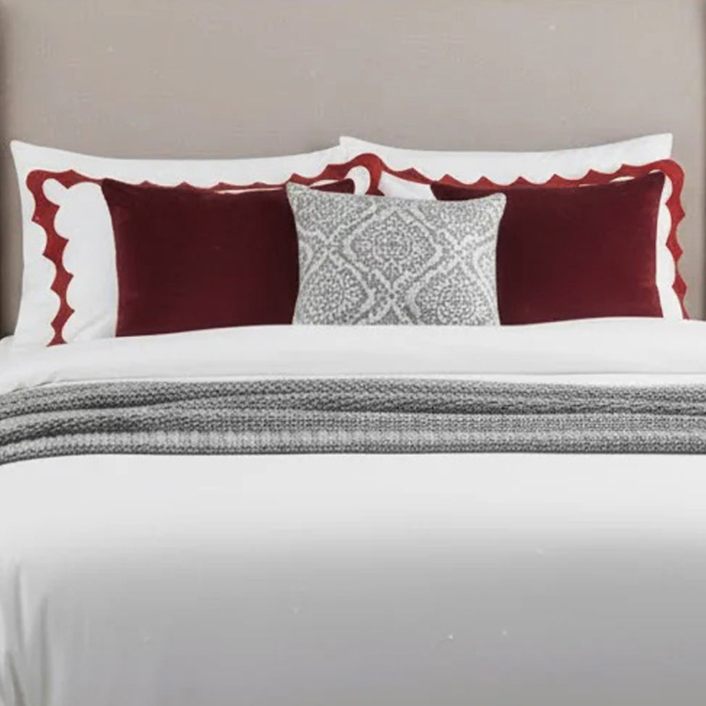 Reverse Scalloped Applique Embroidery Cotton Duvet Cover Set